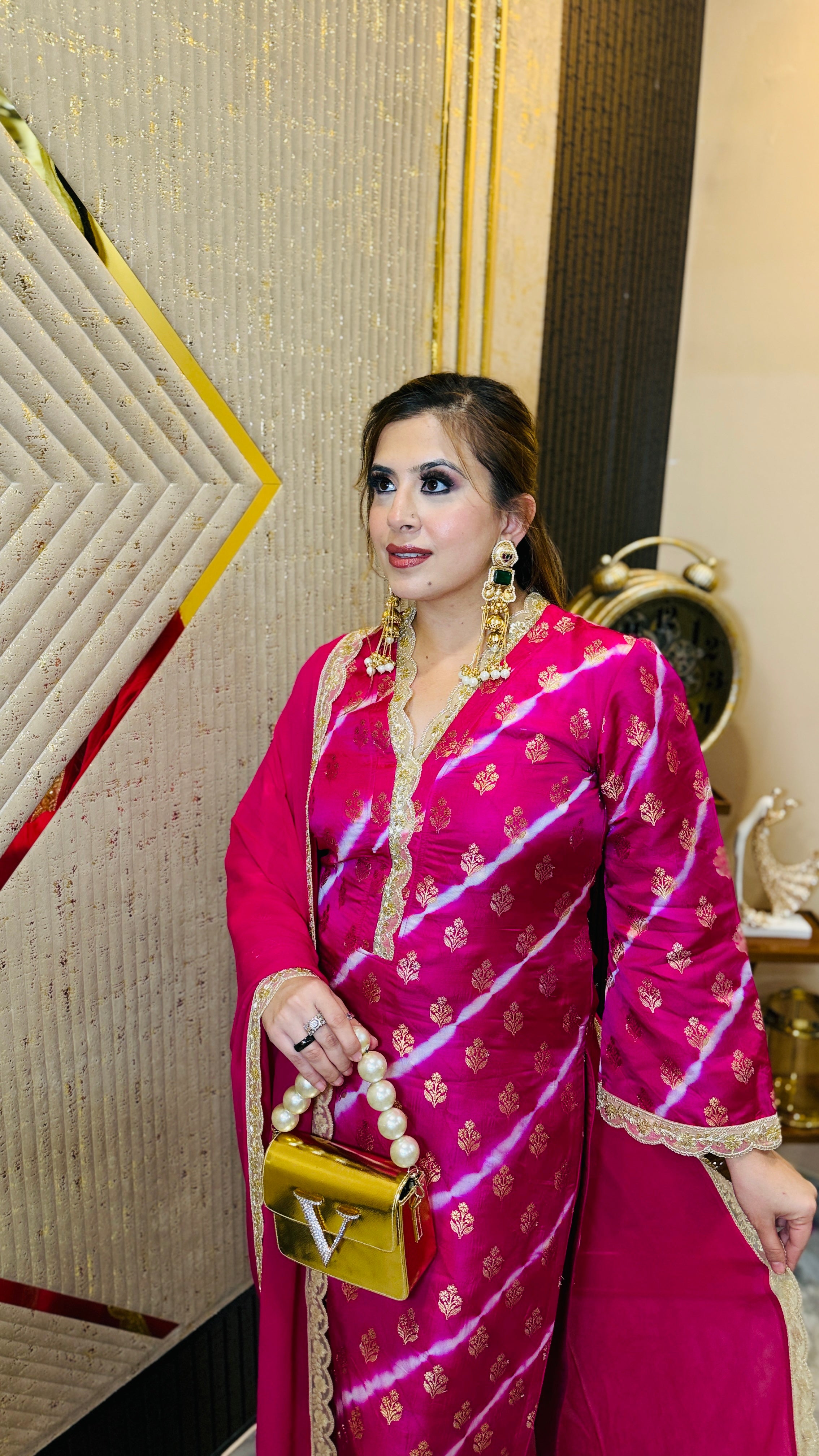 Pink Banarasi Silk Suit
