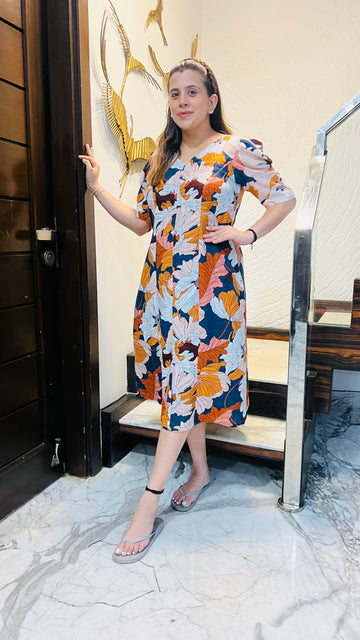 Blue Flower Feeding Midi