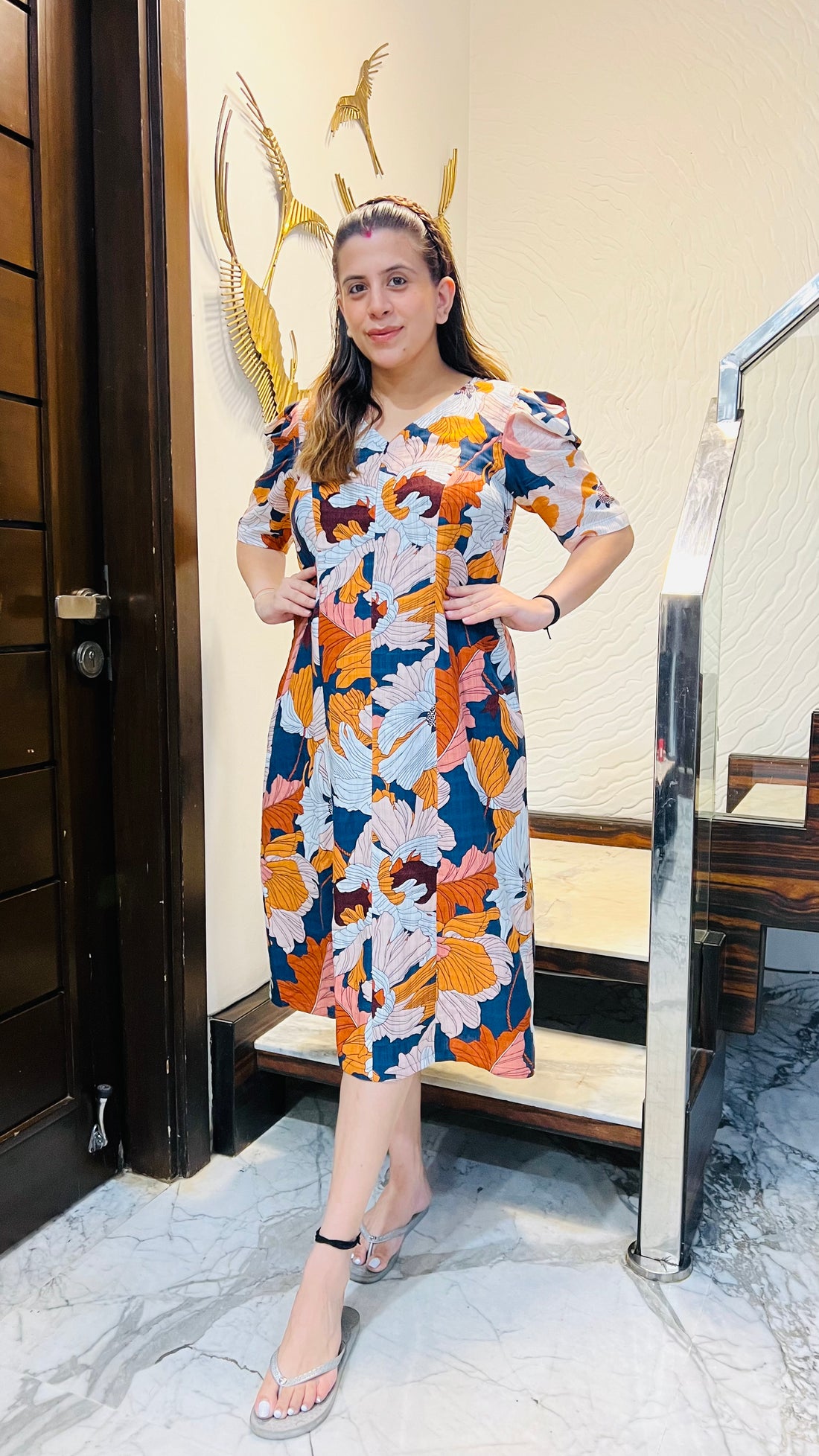 Blue Flower Feeding Midi