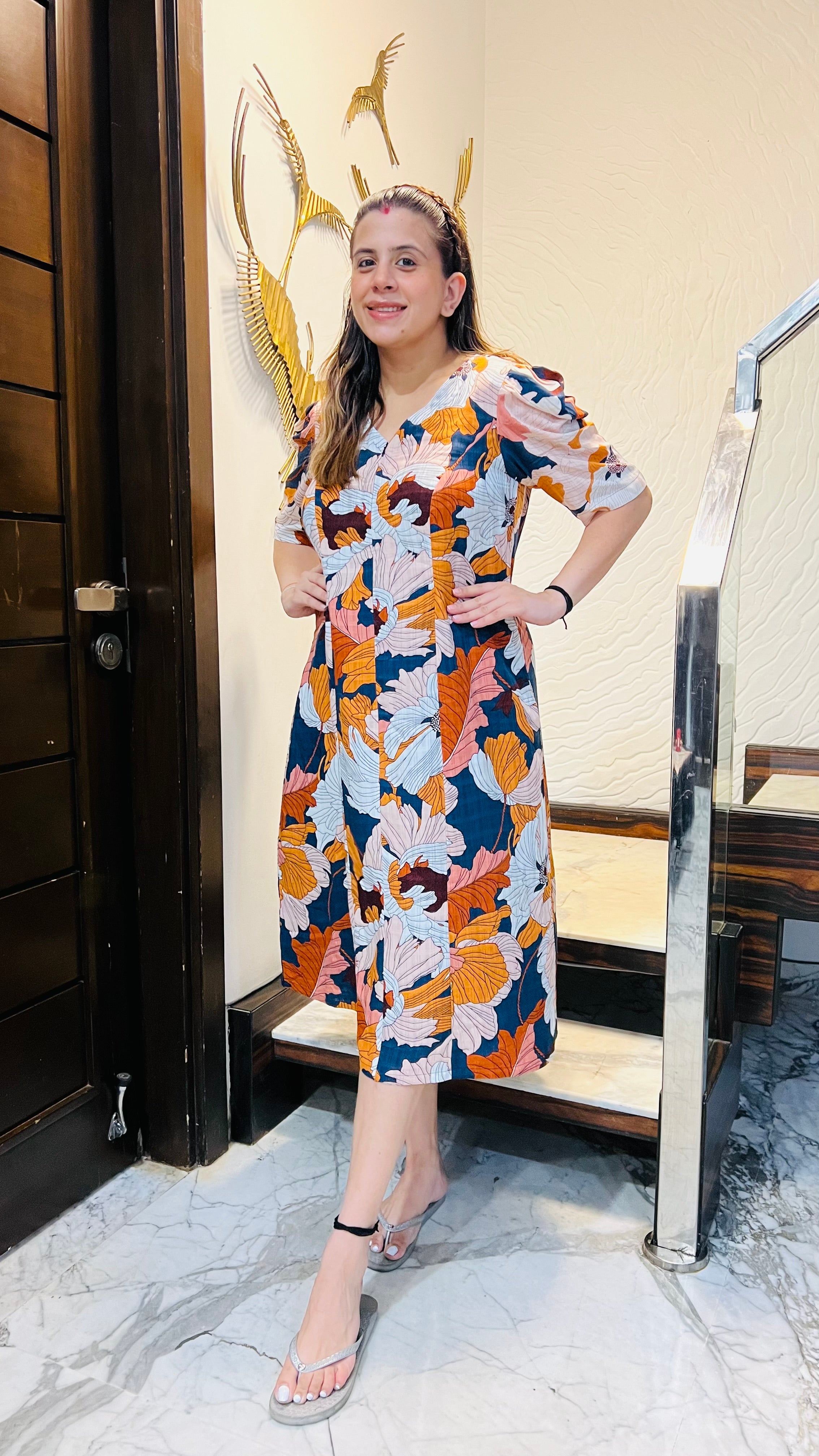 Blue Flower Feeding Midi