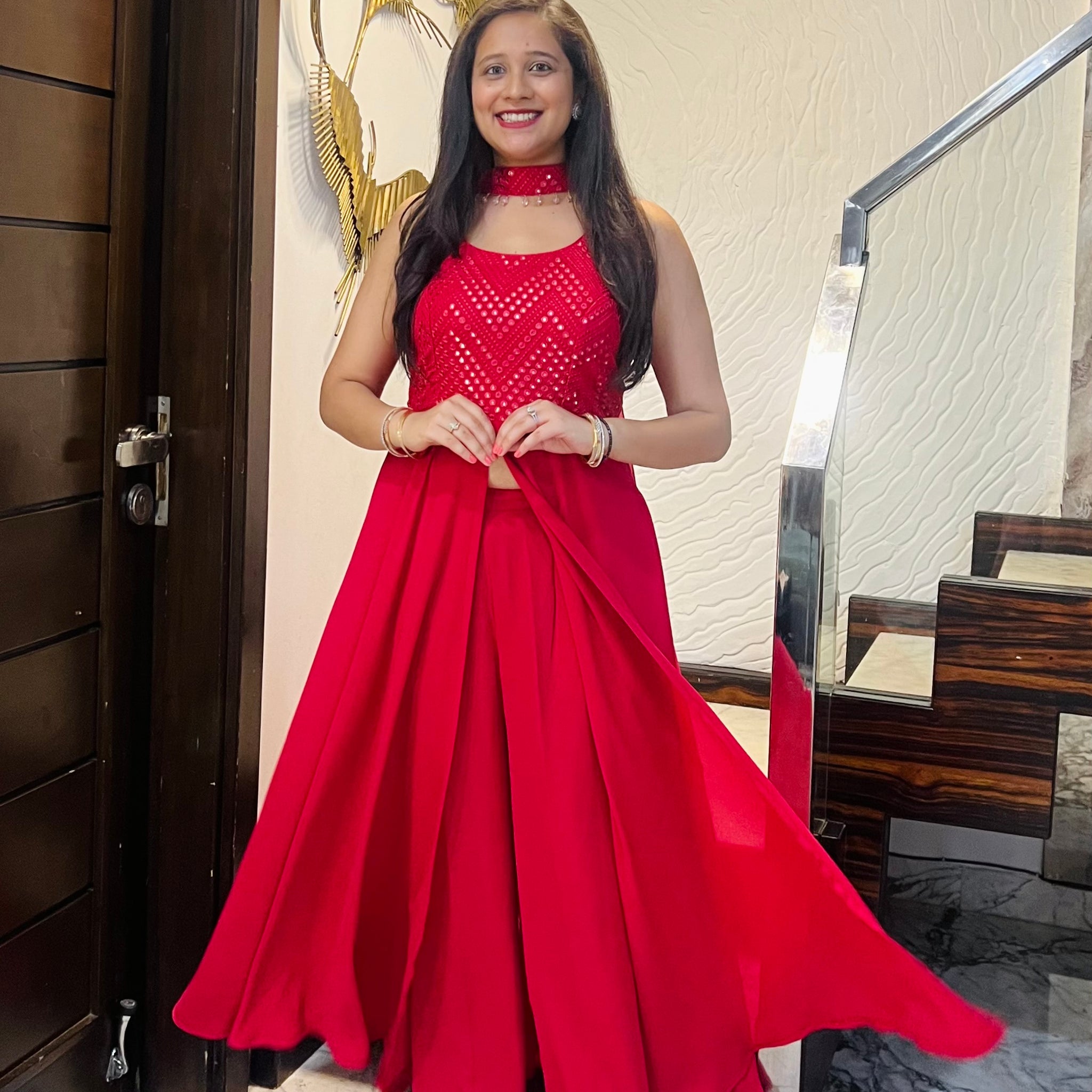 Carrot Pink Rakhi Suit