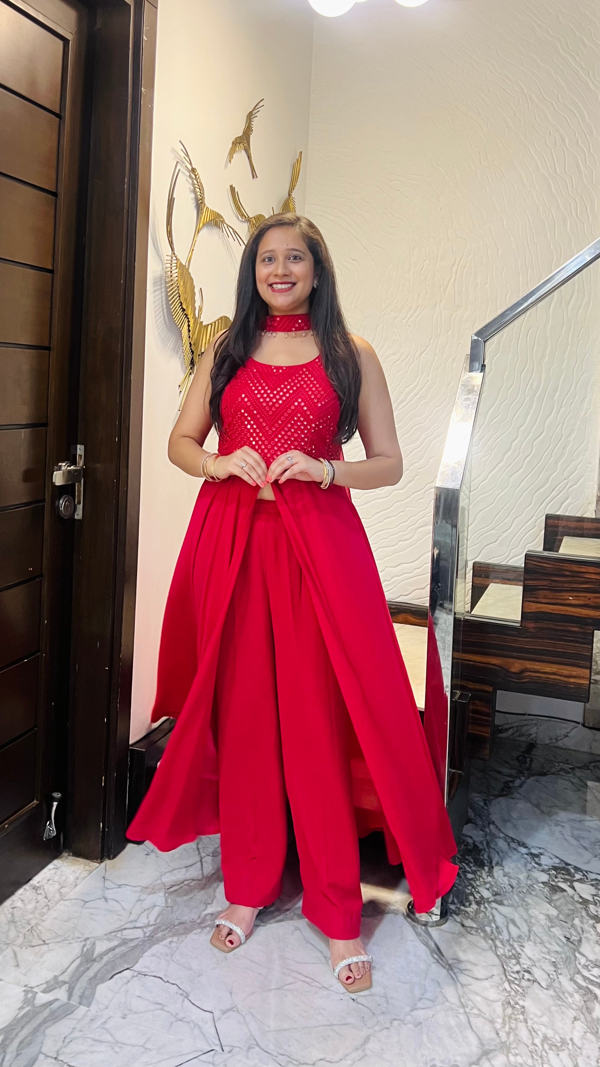 Carrot Pink Rakhi Suit