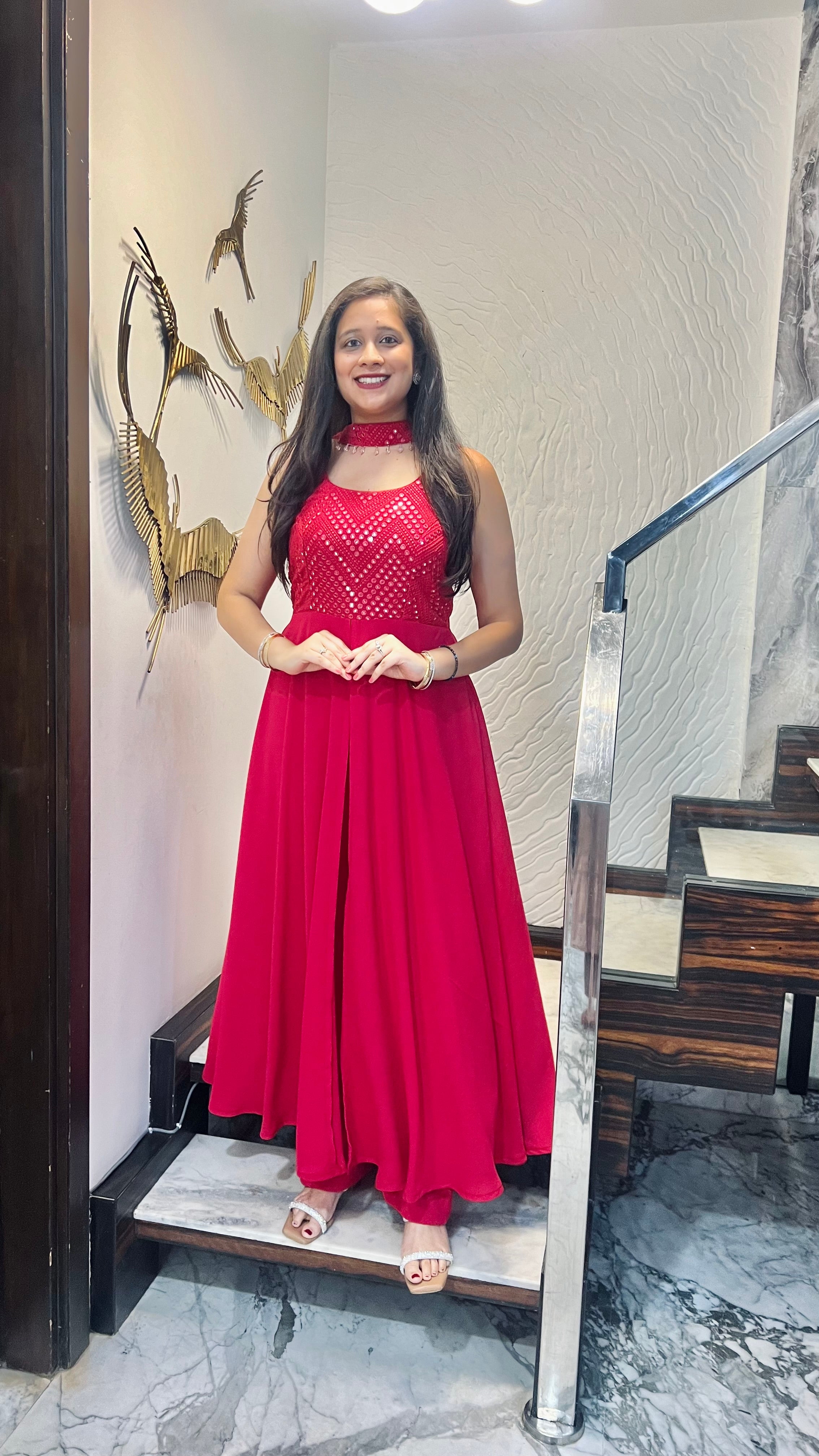 Carrot Pink Rakhi Suit