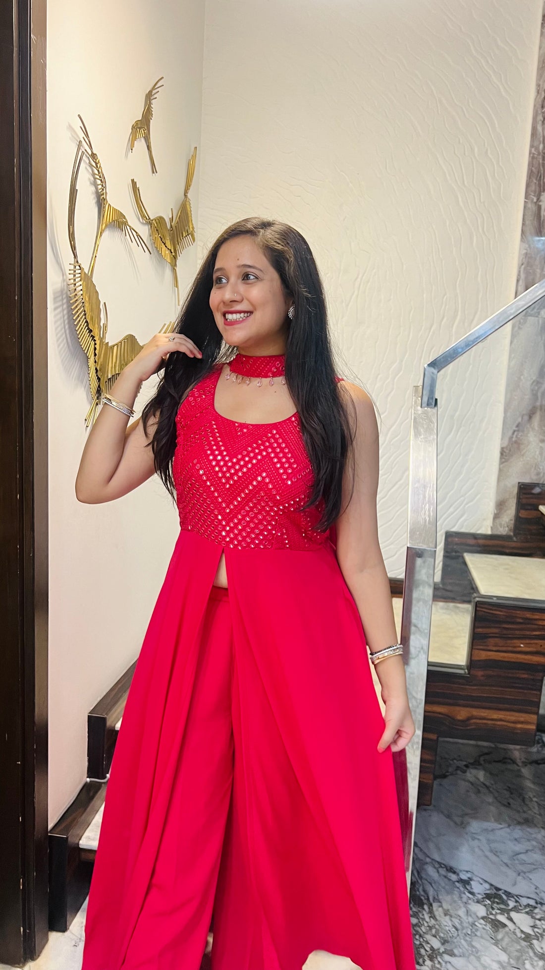 Carrot Pink Rakhi Suit