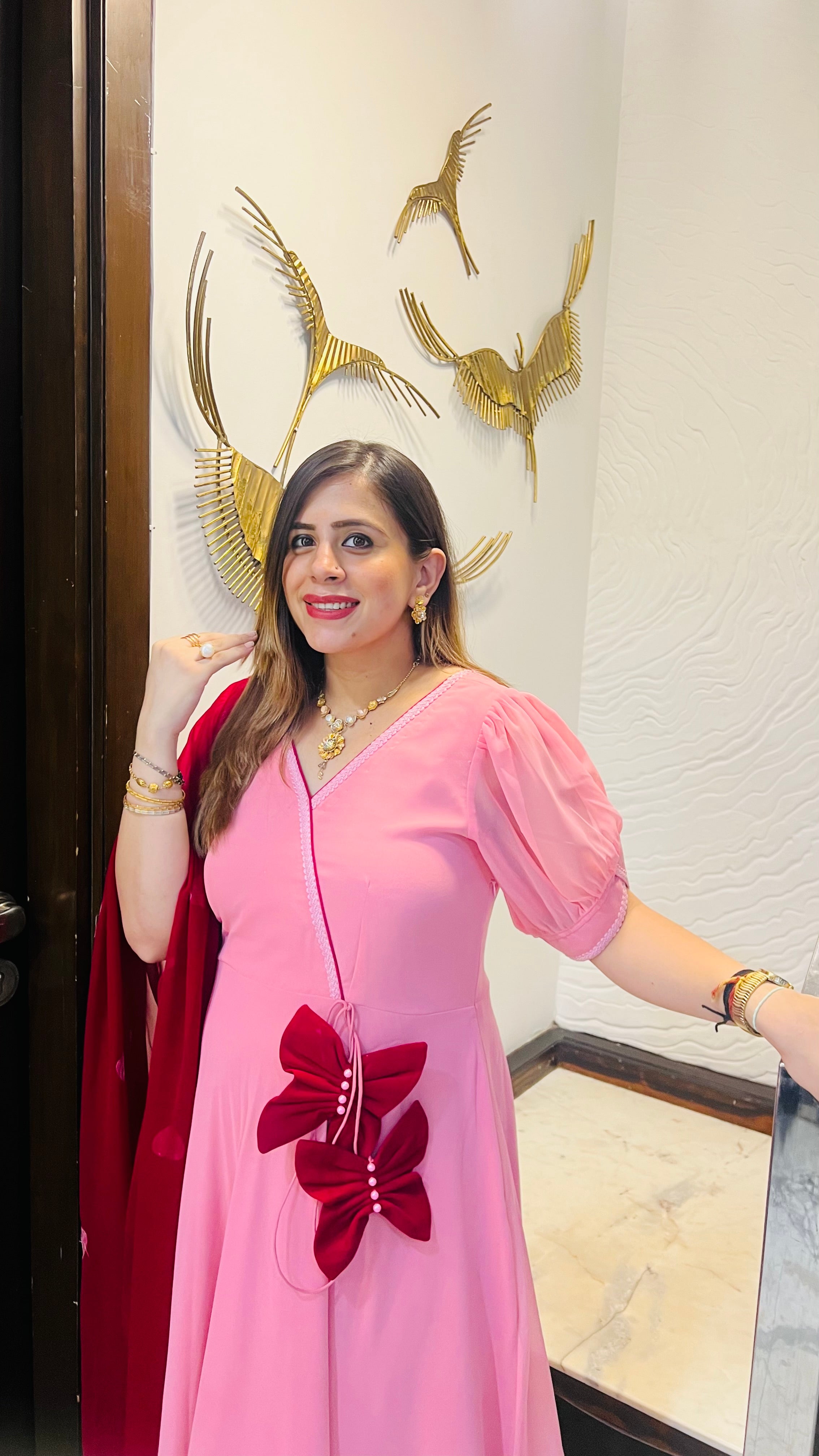 Pink Little Hearts Anarkali