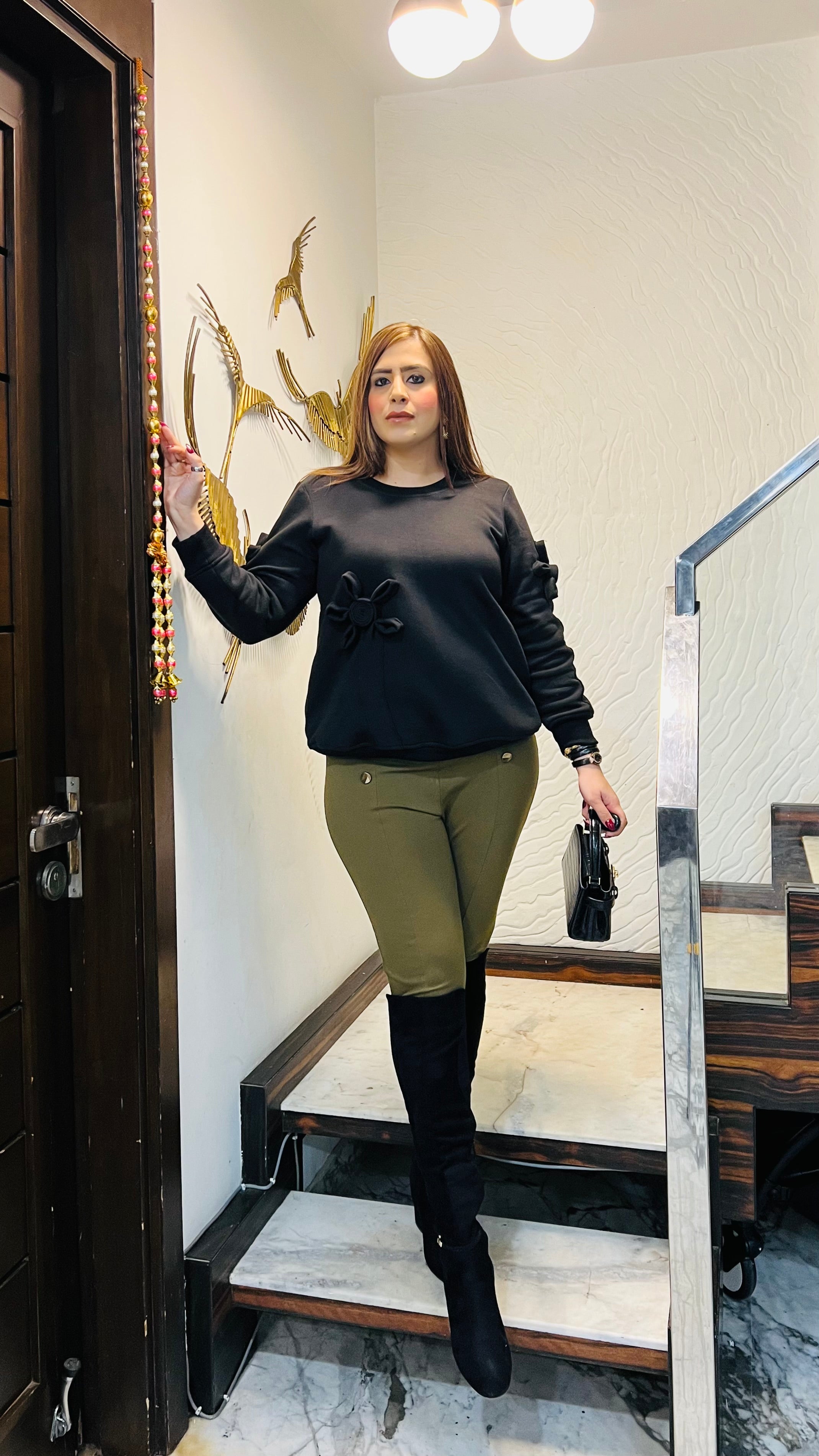 3D Flower Fleece Top