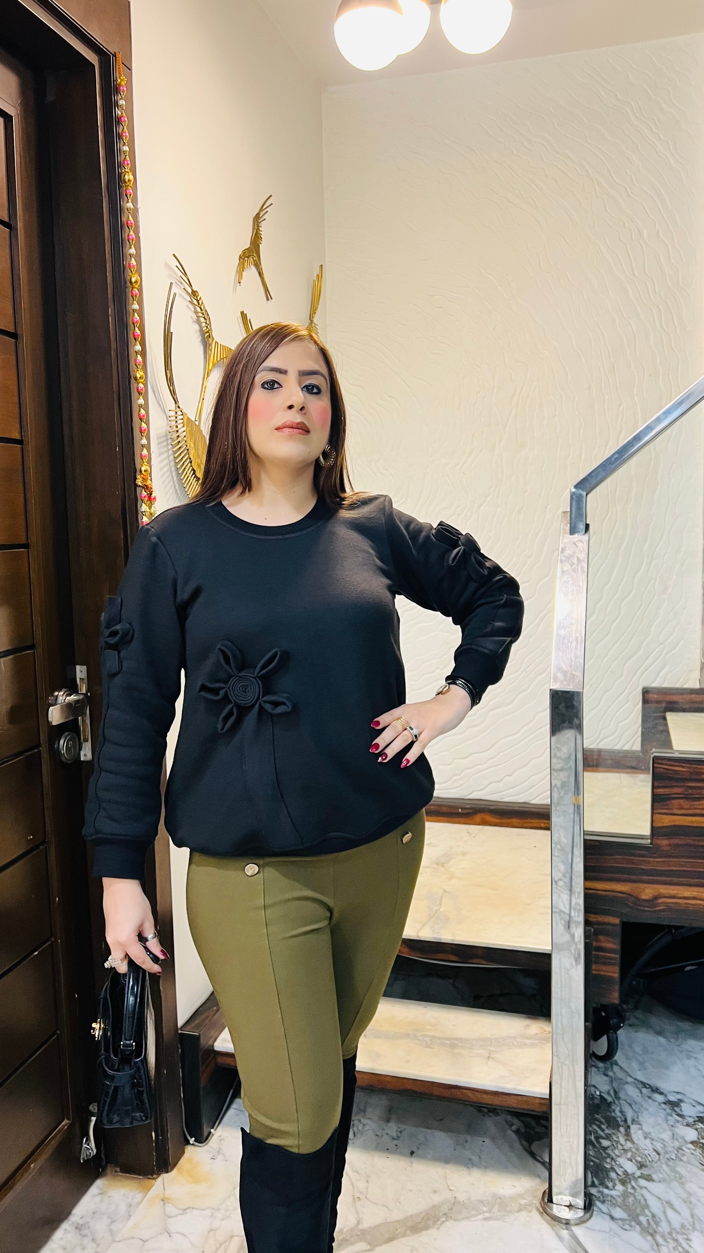 3D Flower Fleece Top