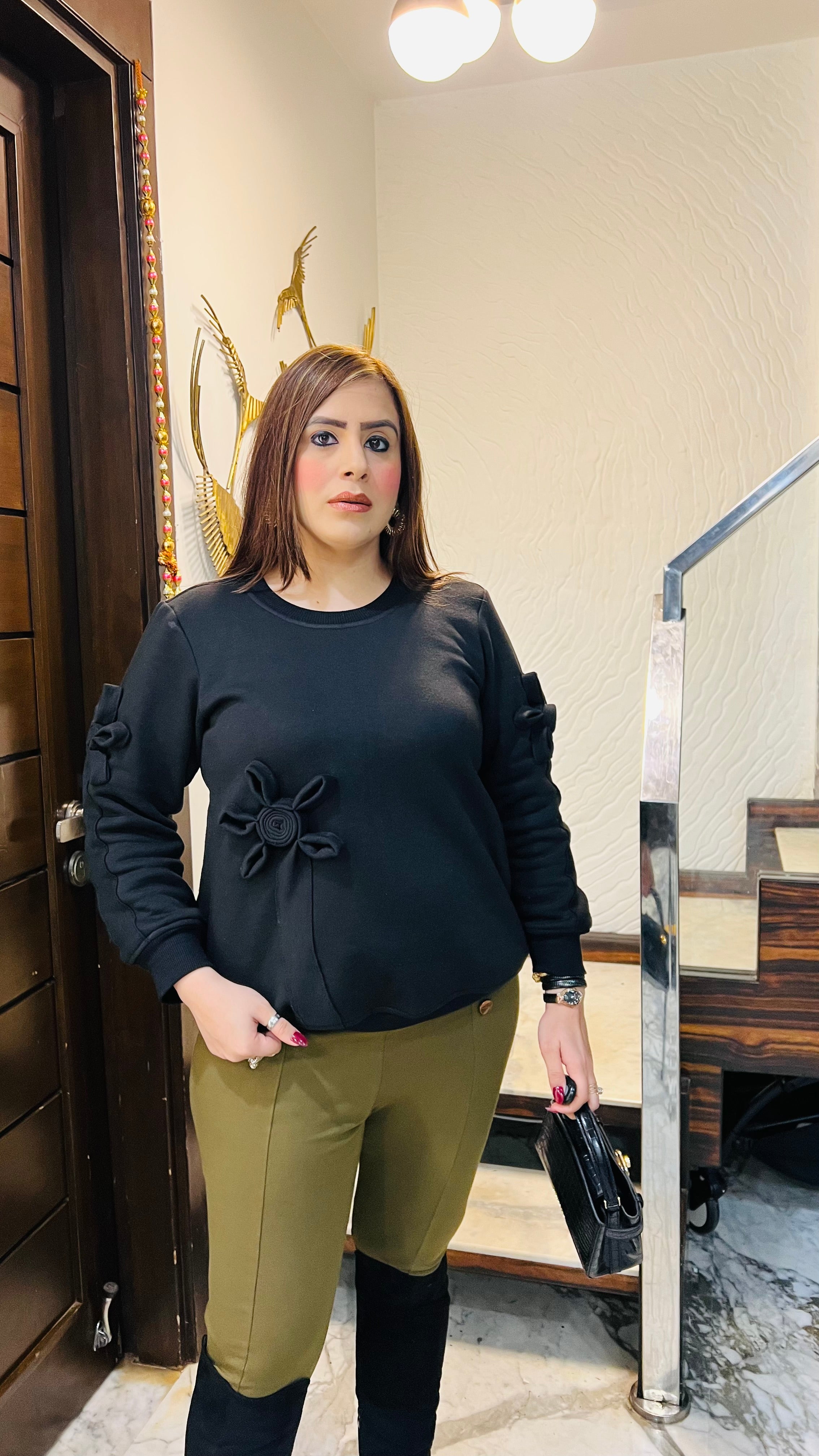 3D Flower Fleece Top