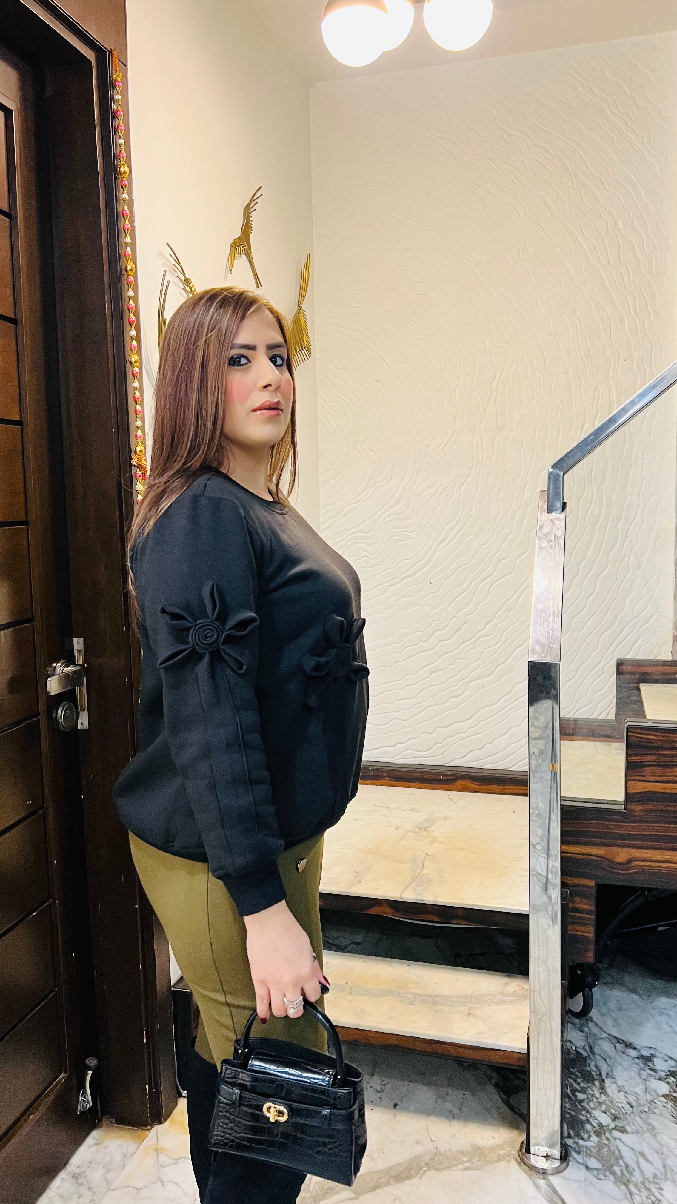 3D Flower Fleece Top