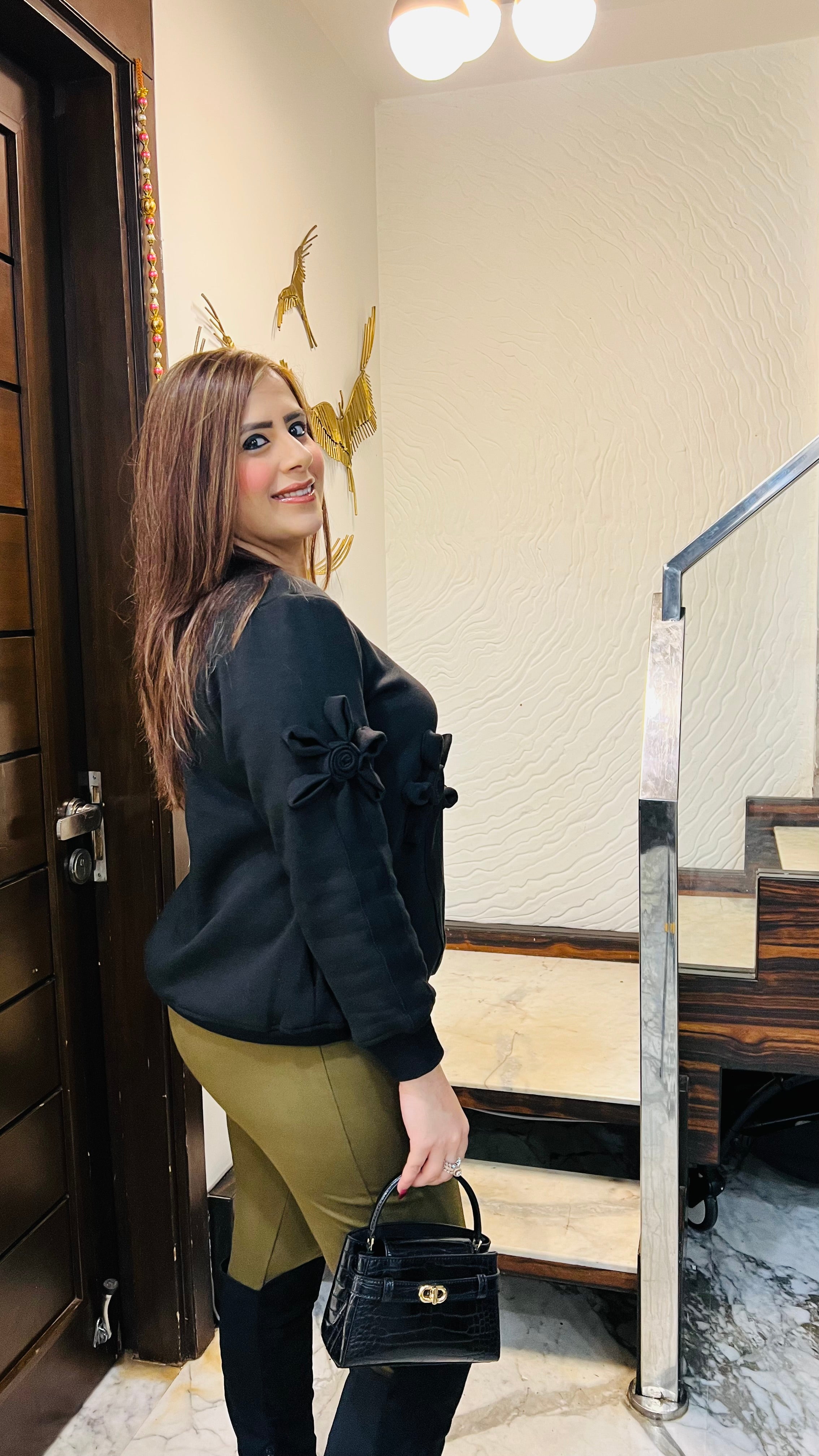 3D Flower Fleece Top