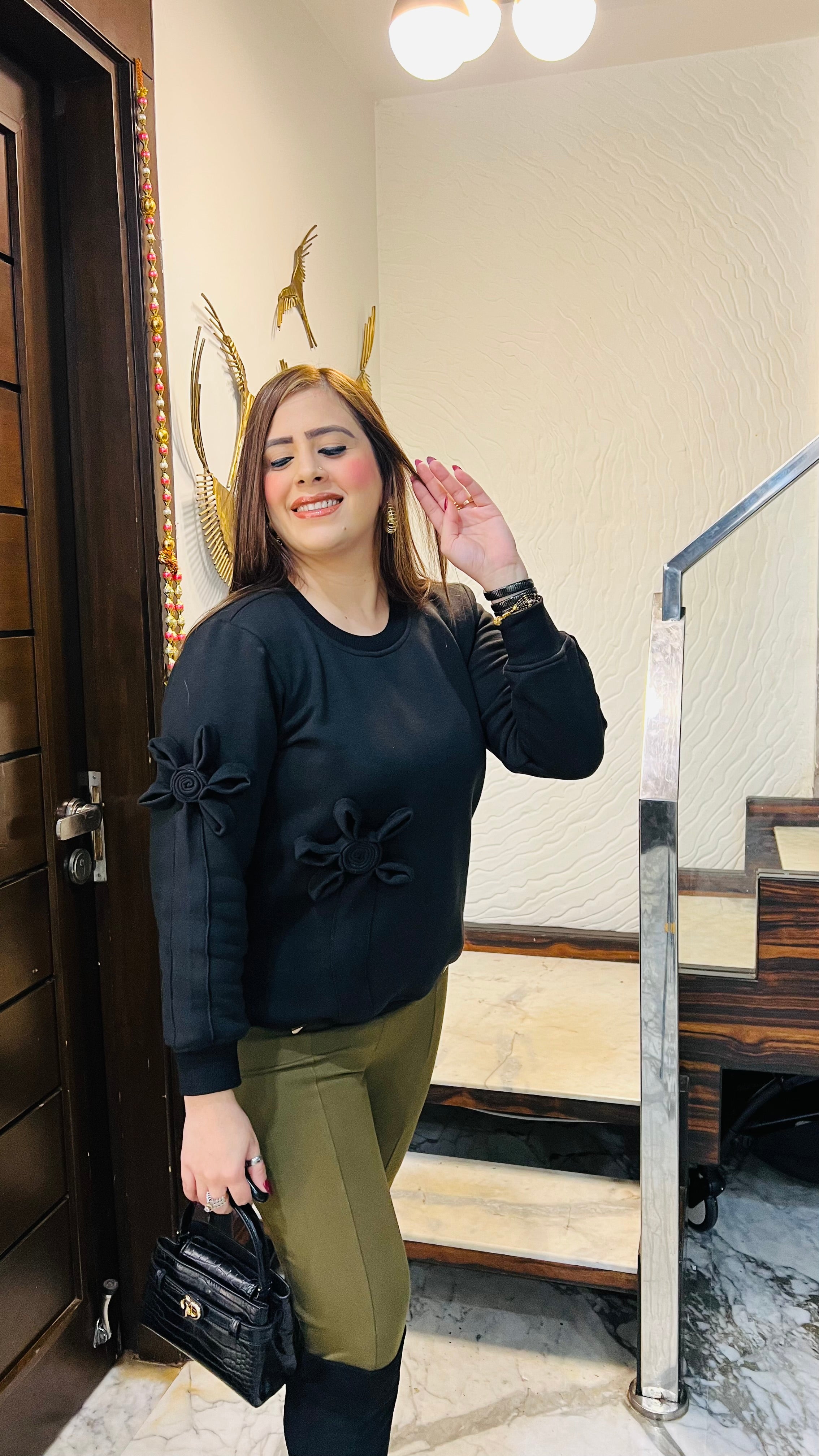 3D Flower Fleece Top