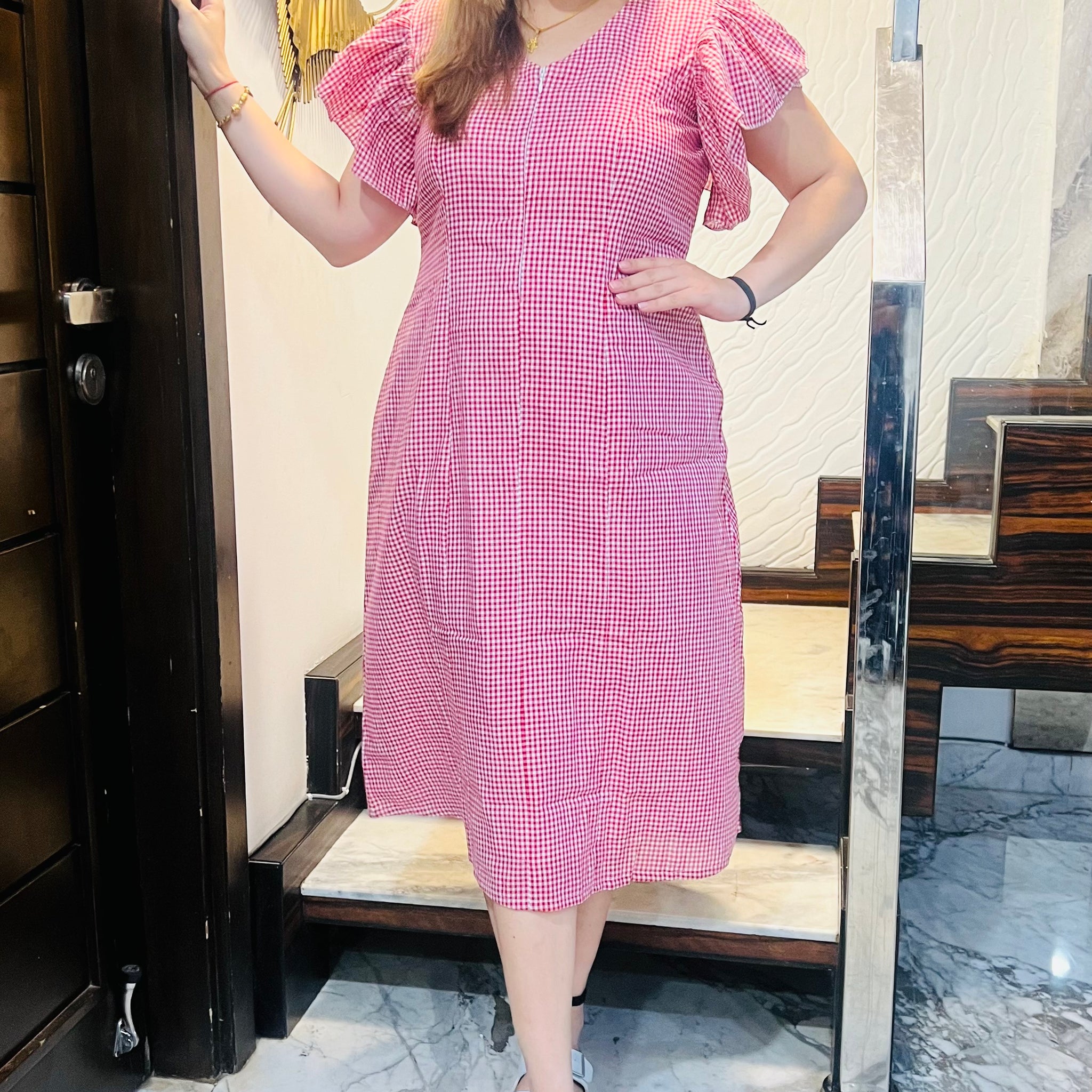 Red Checks Feeding Midi