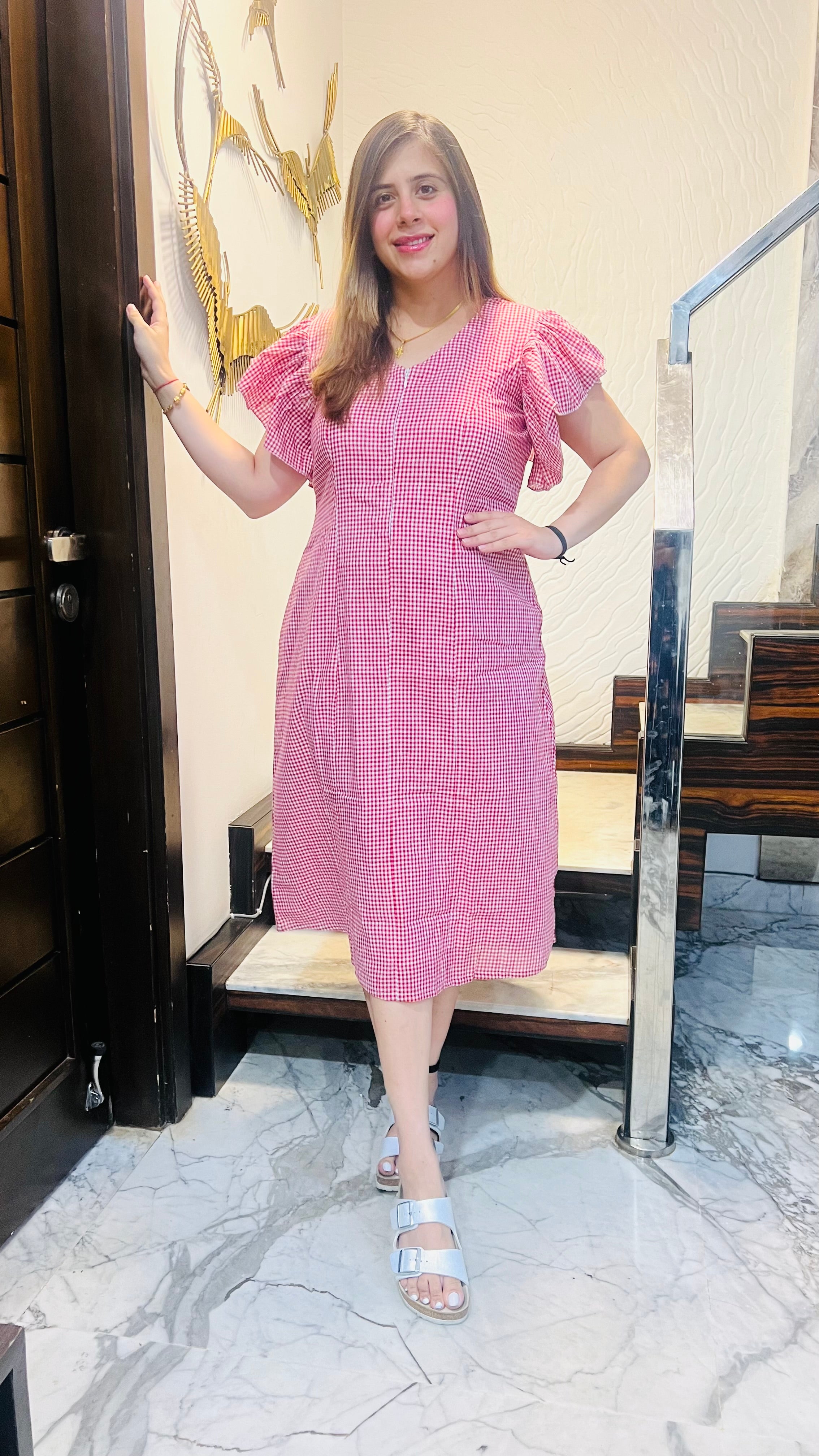 Red Checks Feeding Midi