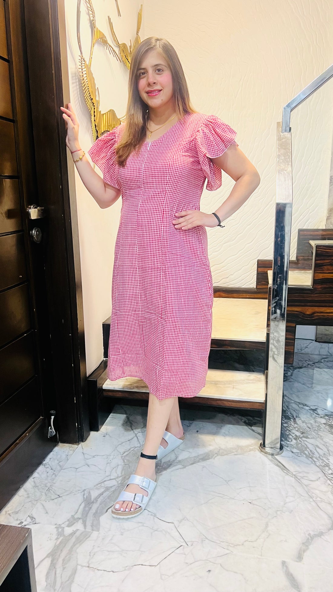 Red Checks Feeding Midi