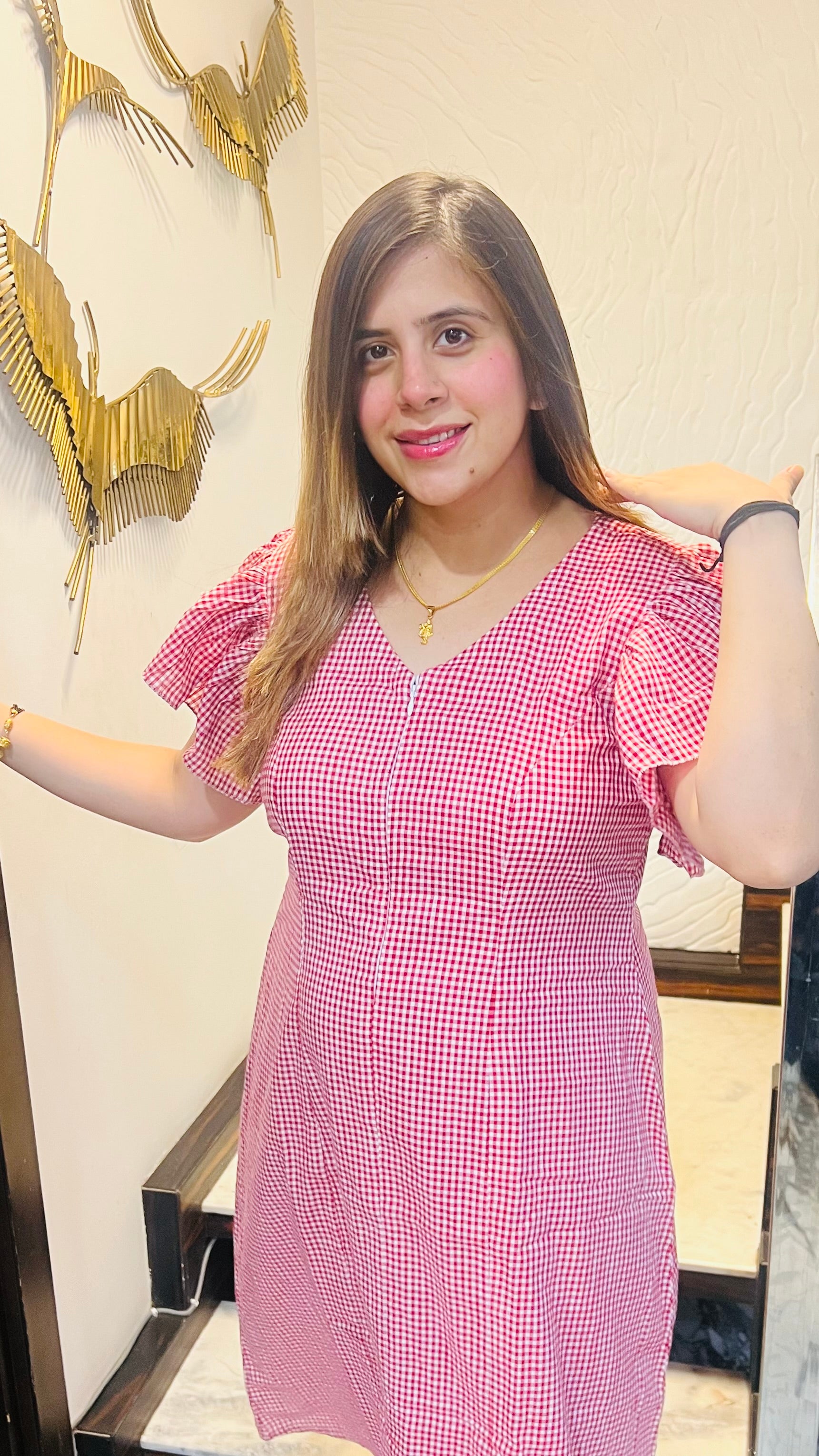 Red Checks Feeding Midi