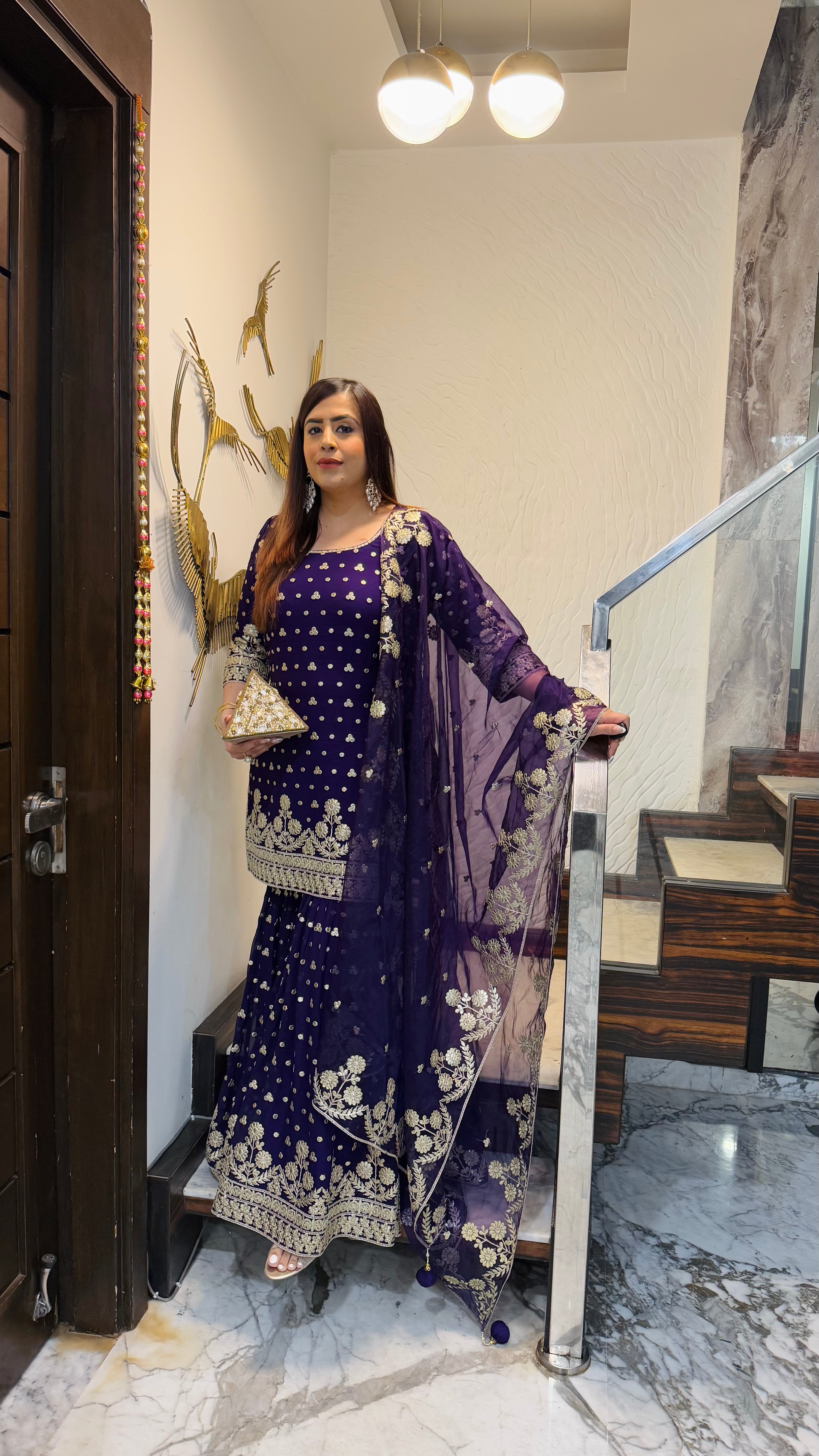 Purple Gota Patti Garara Suit