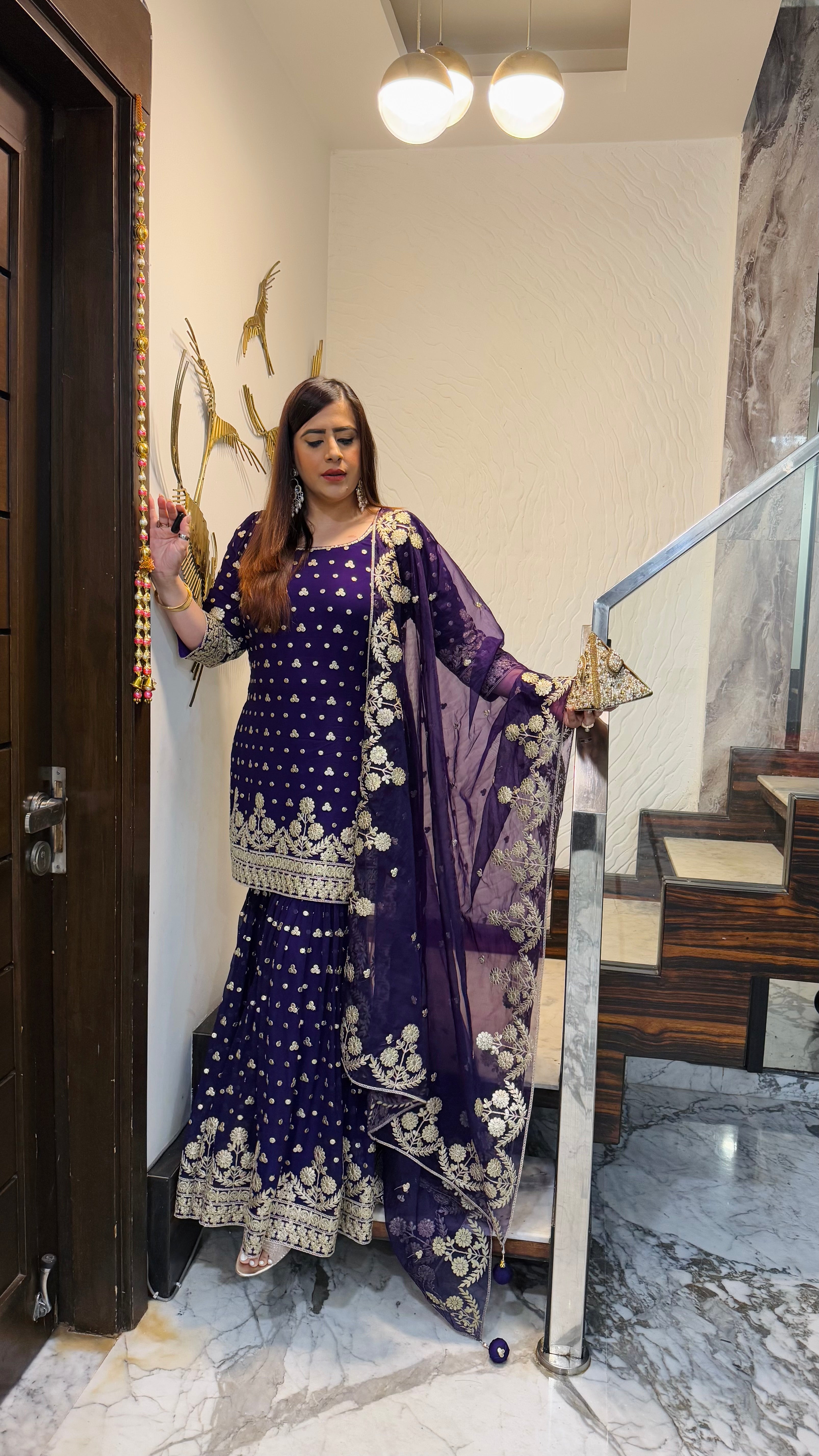 Purple Gota Patti Garara Suit