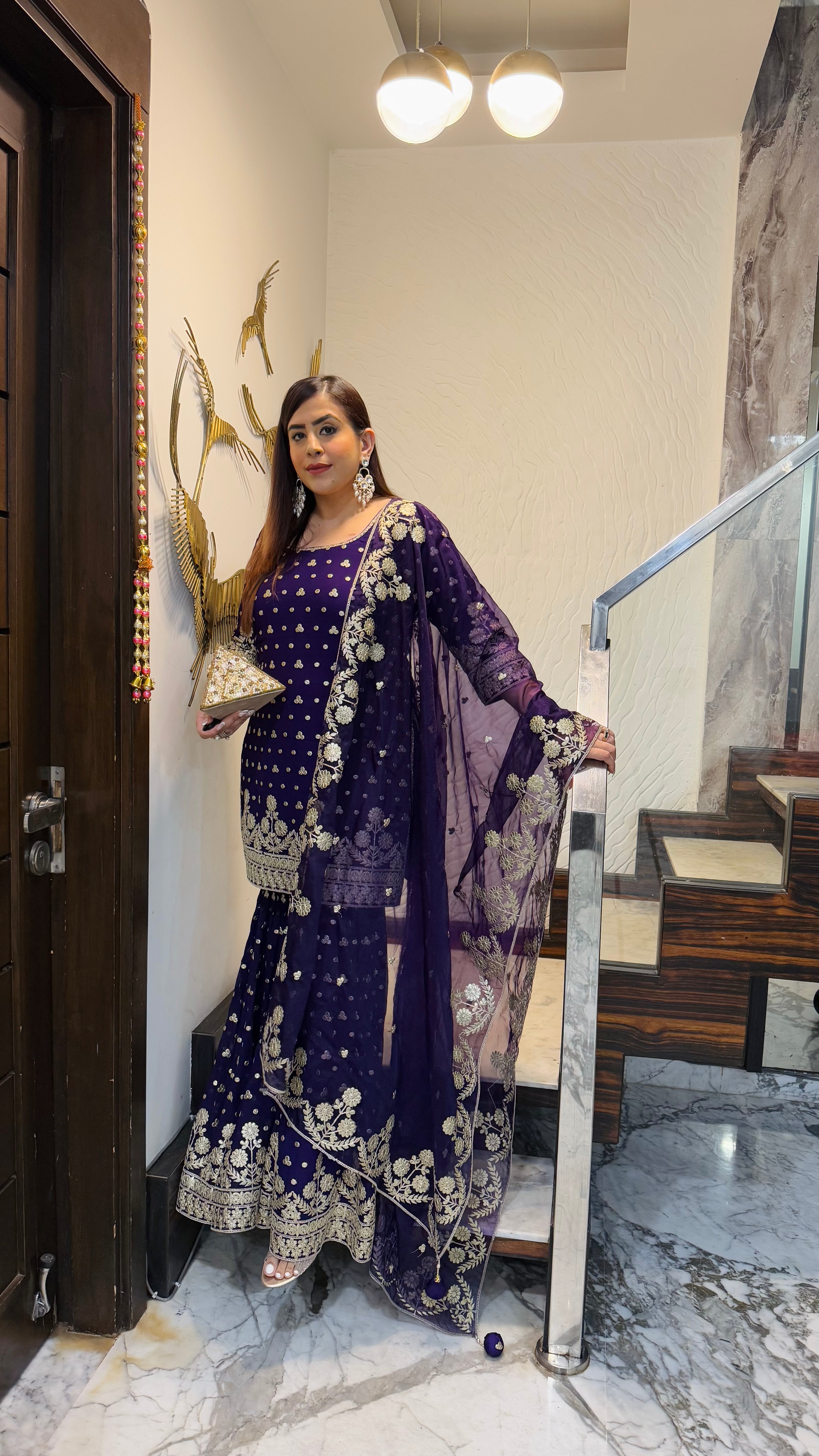 Purple Gota Patti Garara Suit