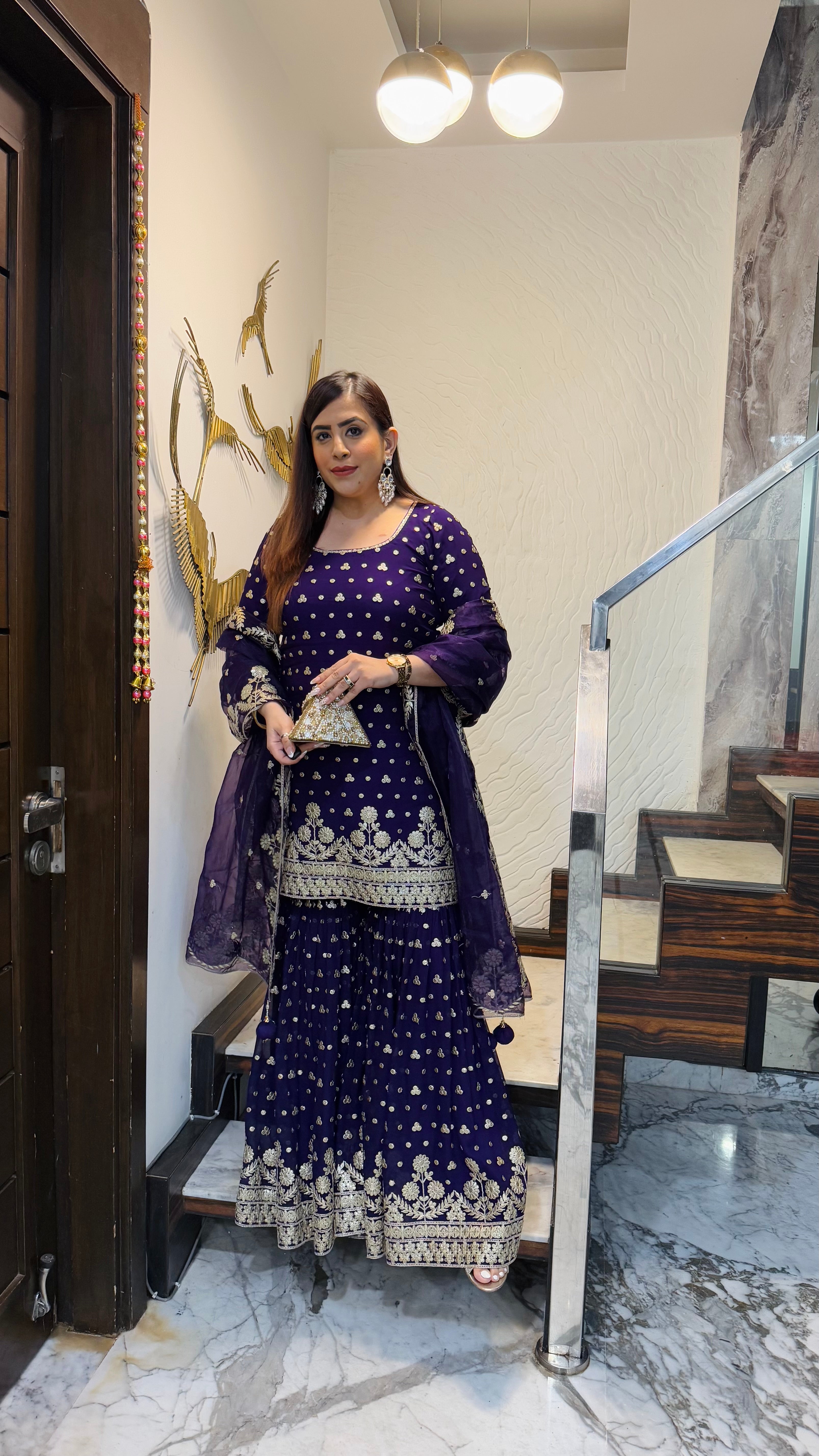 Purple Gota Patti Garara Suit