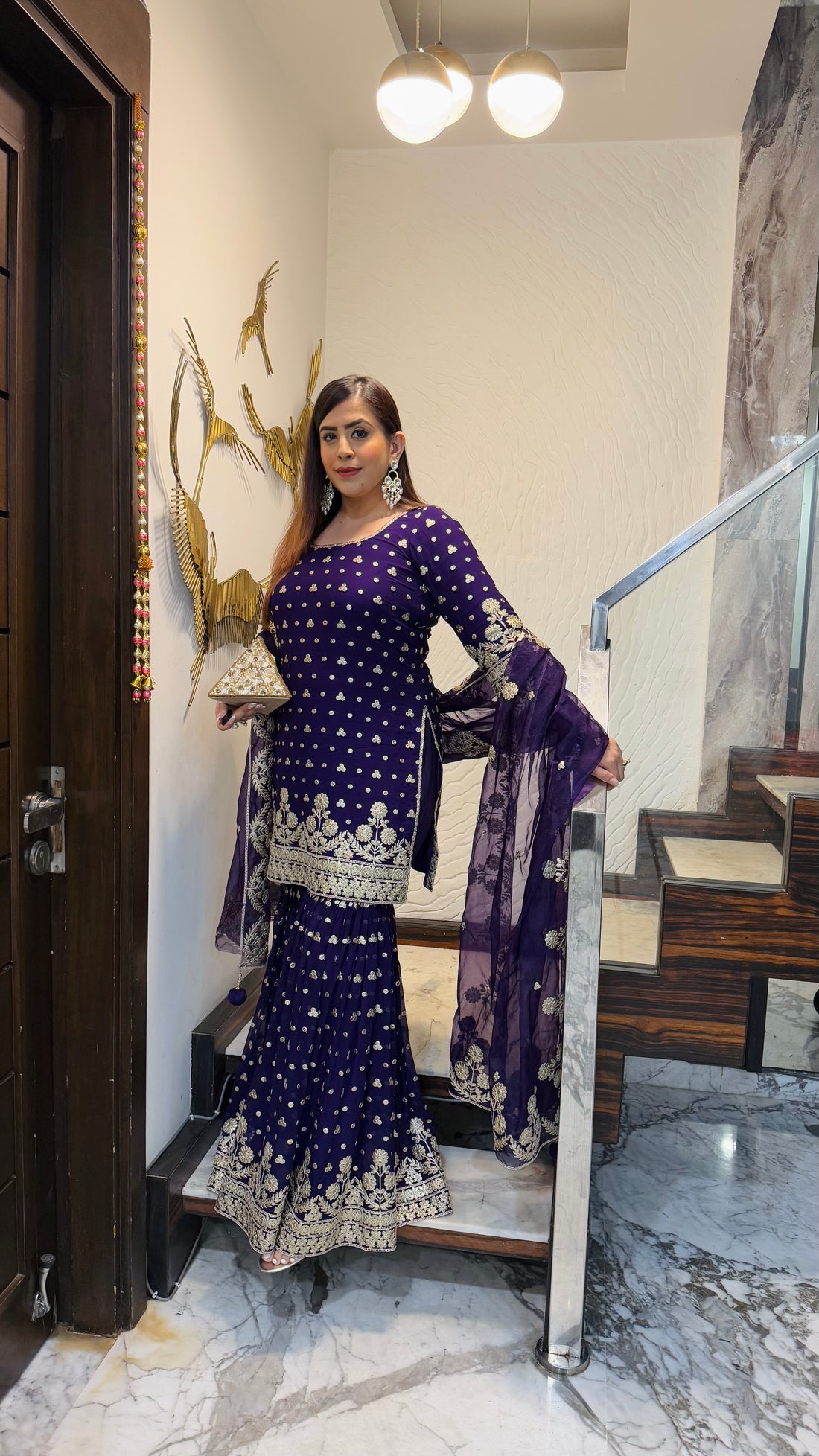 Purple Gota Patti Garara Suit