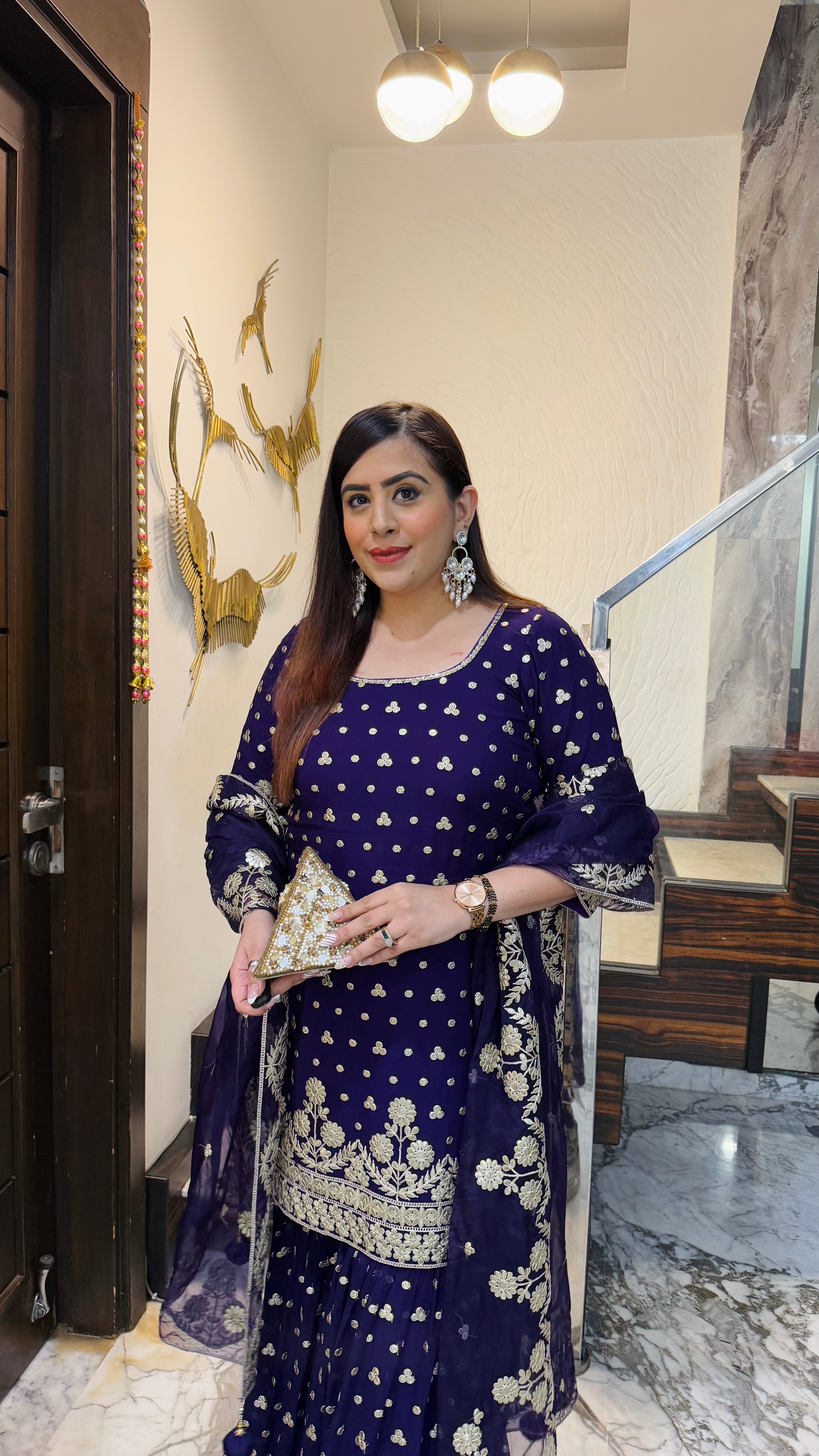 Purple Gota Patti Garara Suit