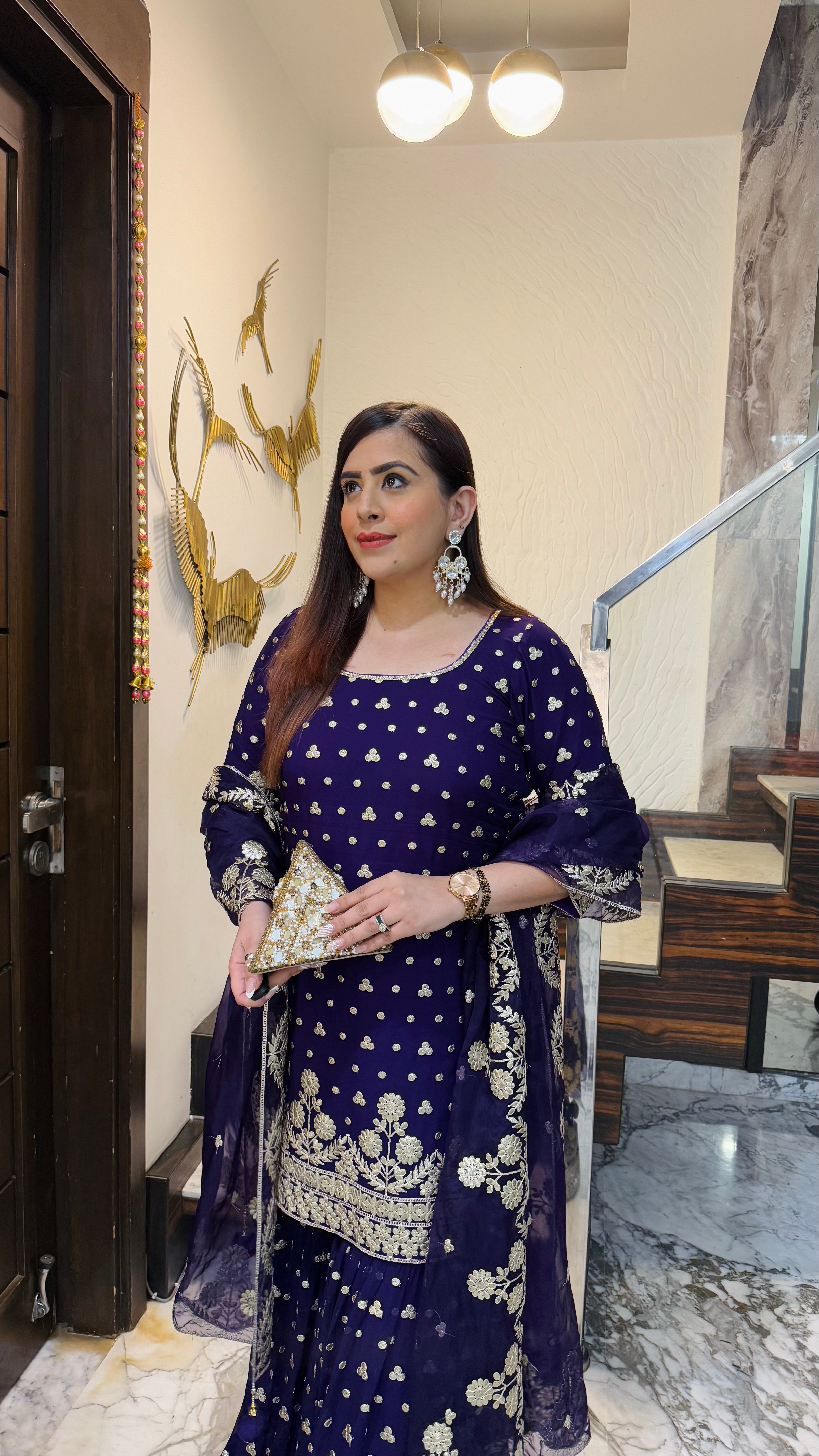 Purple Gota Patti Garara Suit