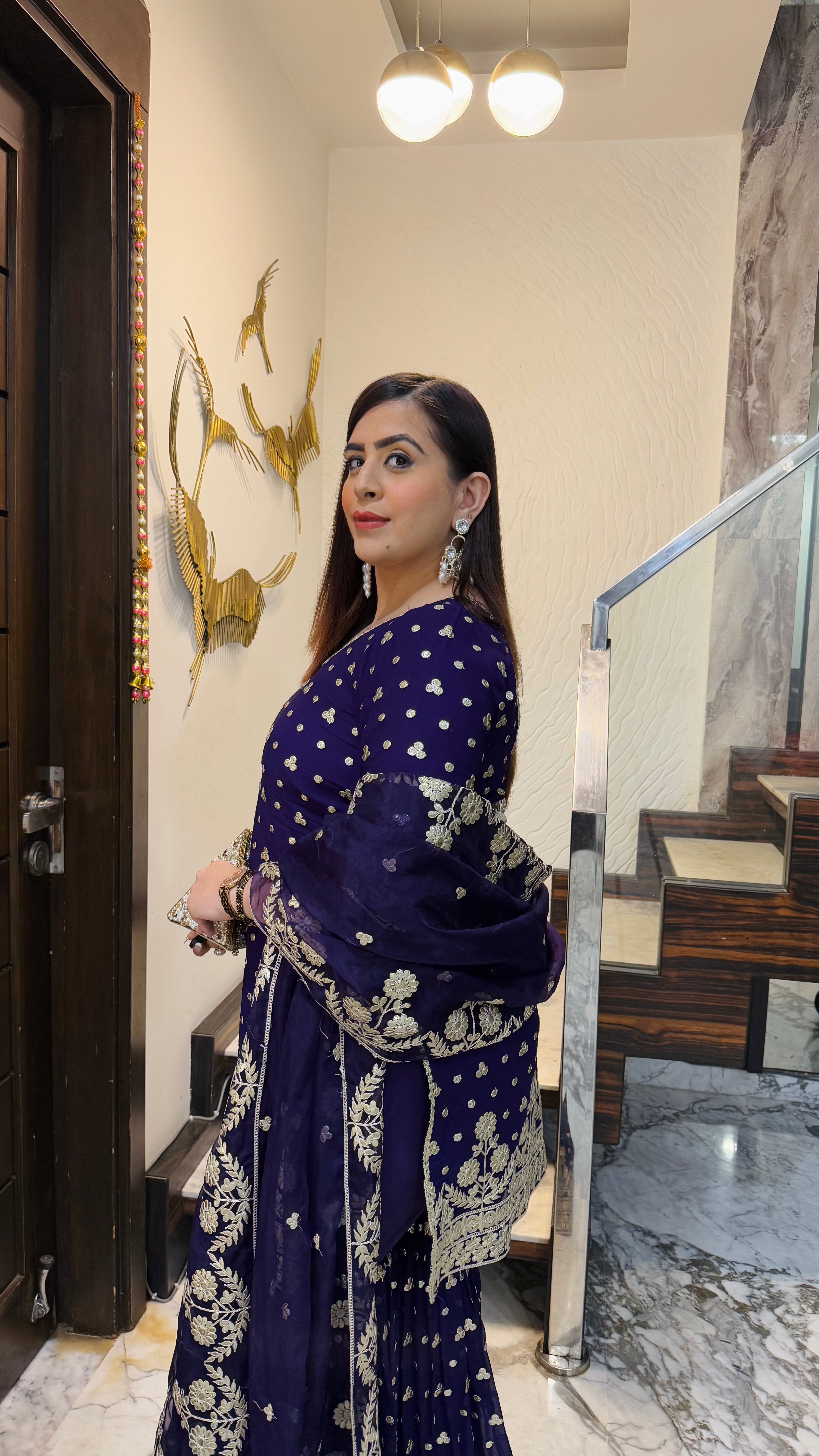 Purple Gota Patti Garara Suit