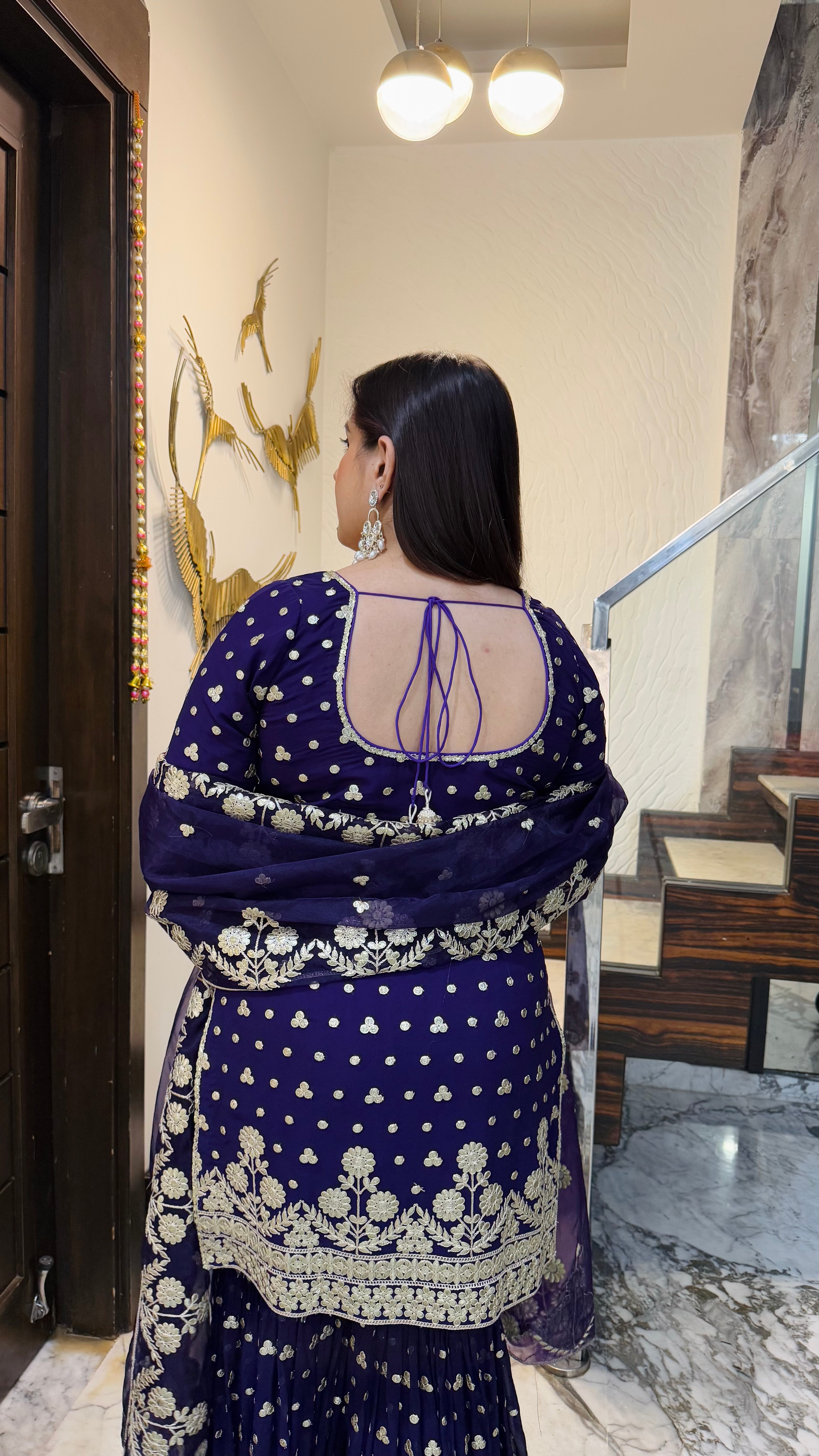 Purple Gota Patti Garara Suit
