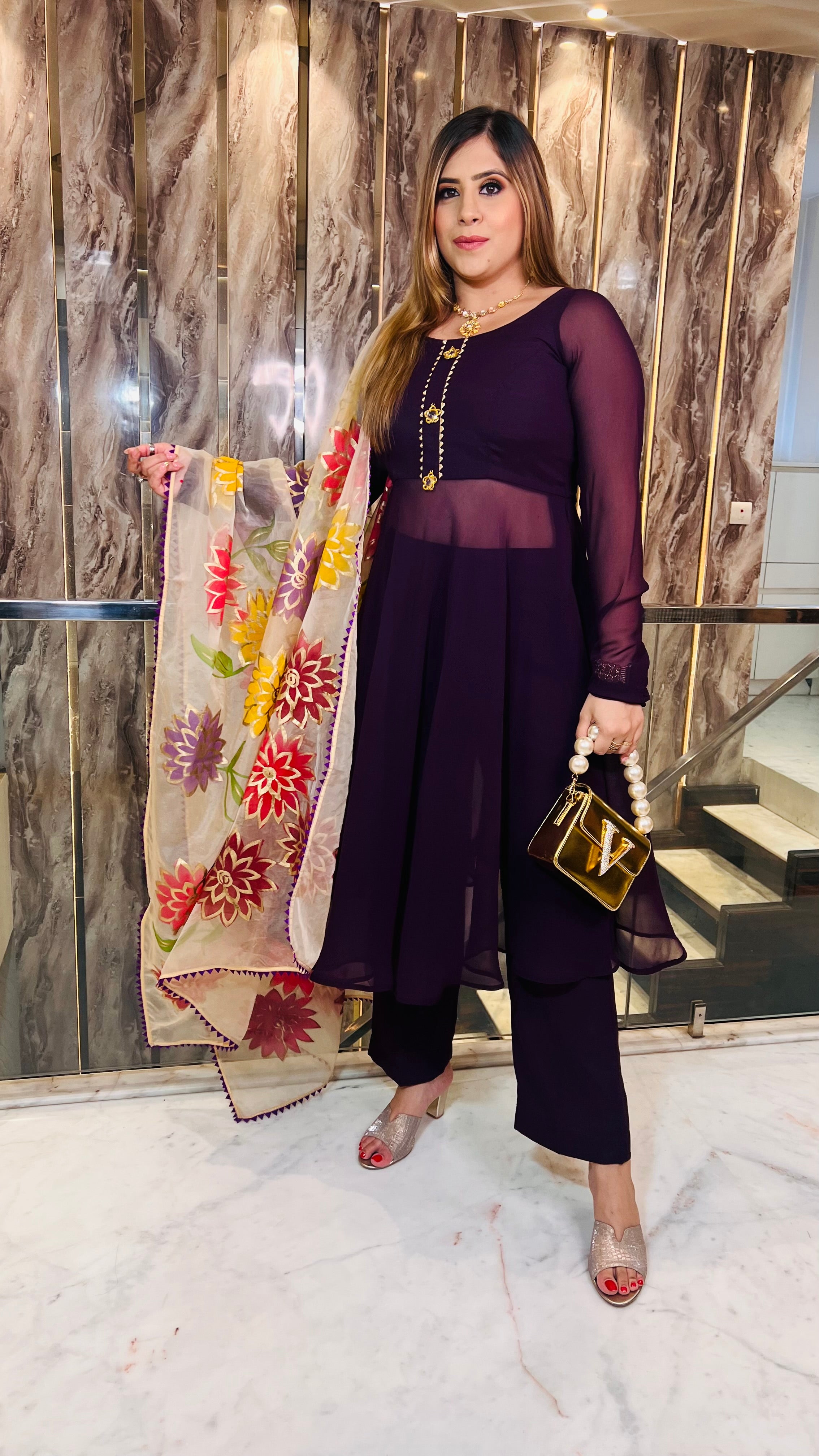 Purple Rakhi Suit
