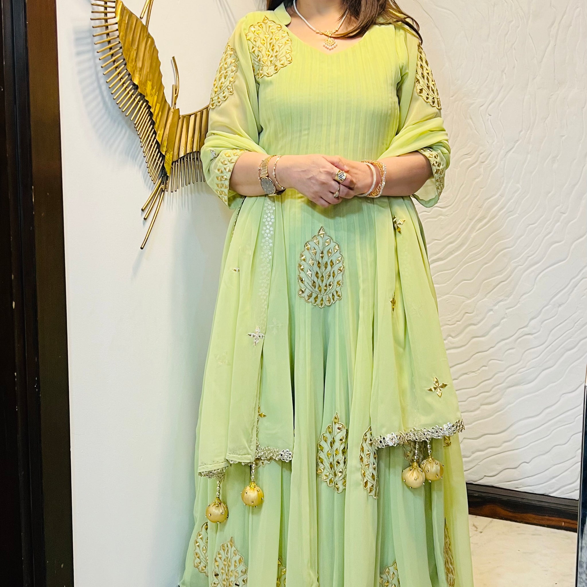 Pastel Green Handwork Anarkali