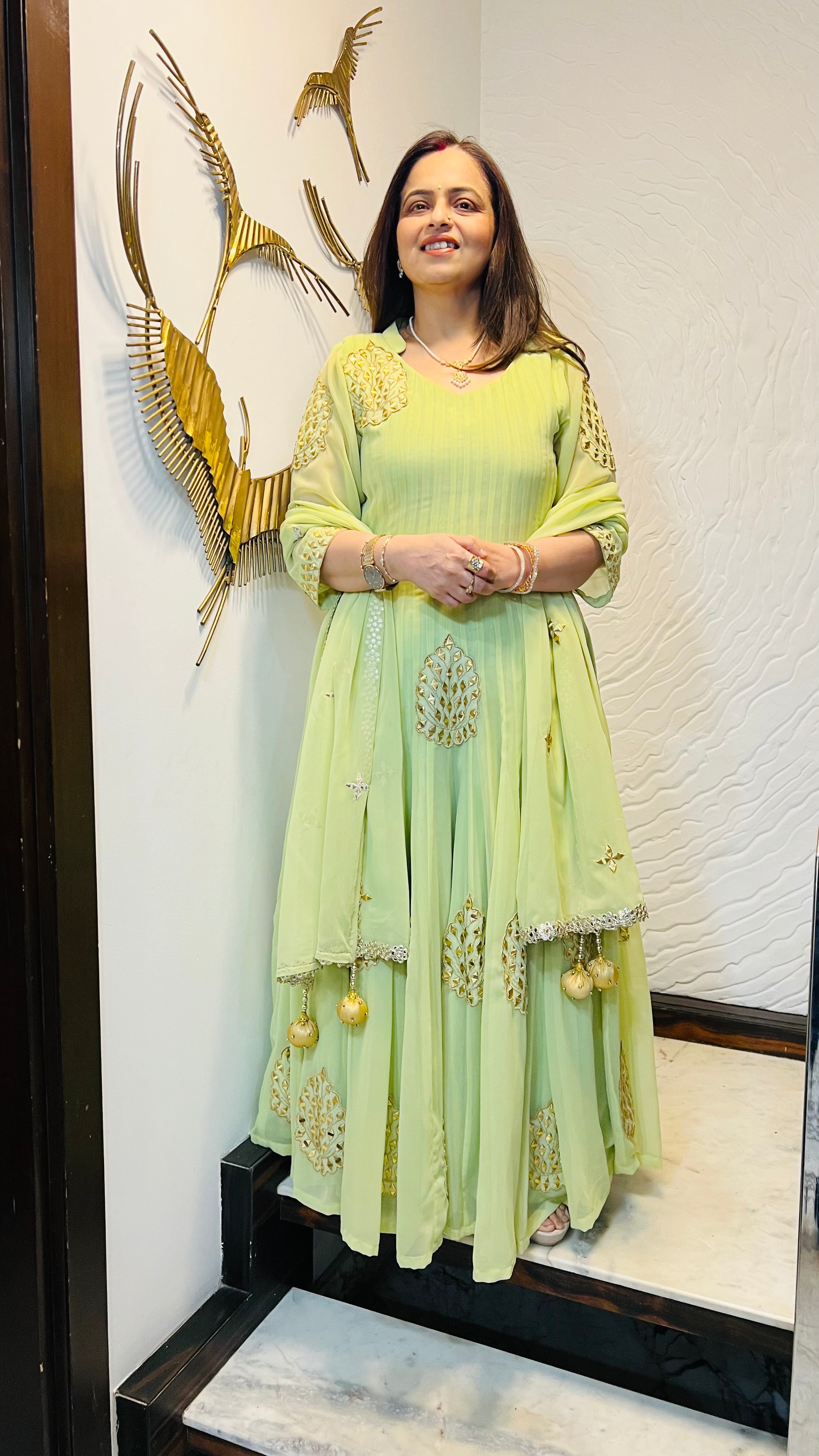 Pastel Green Handwork Anarkali