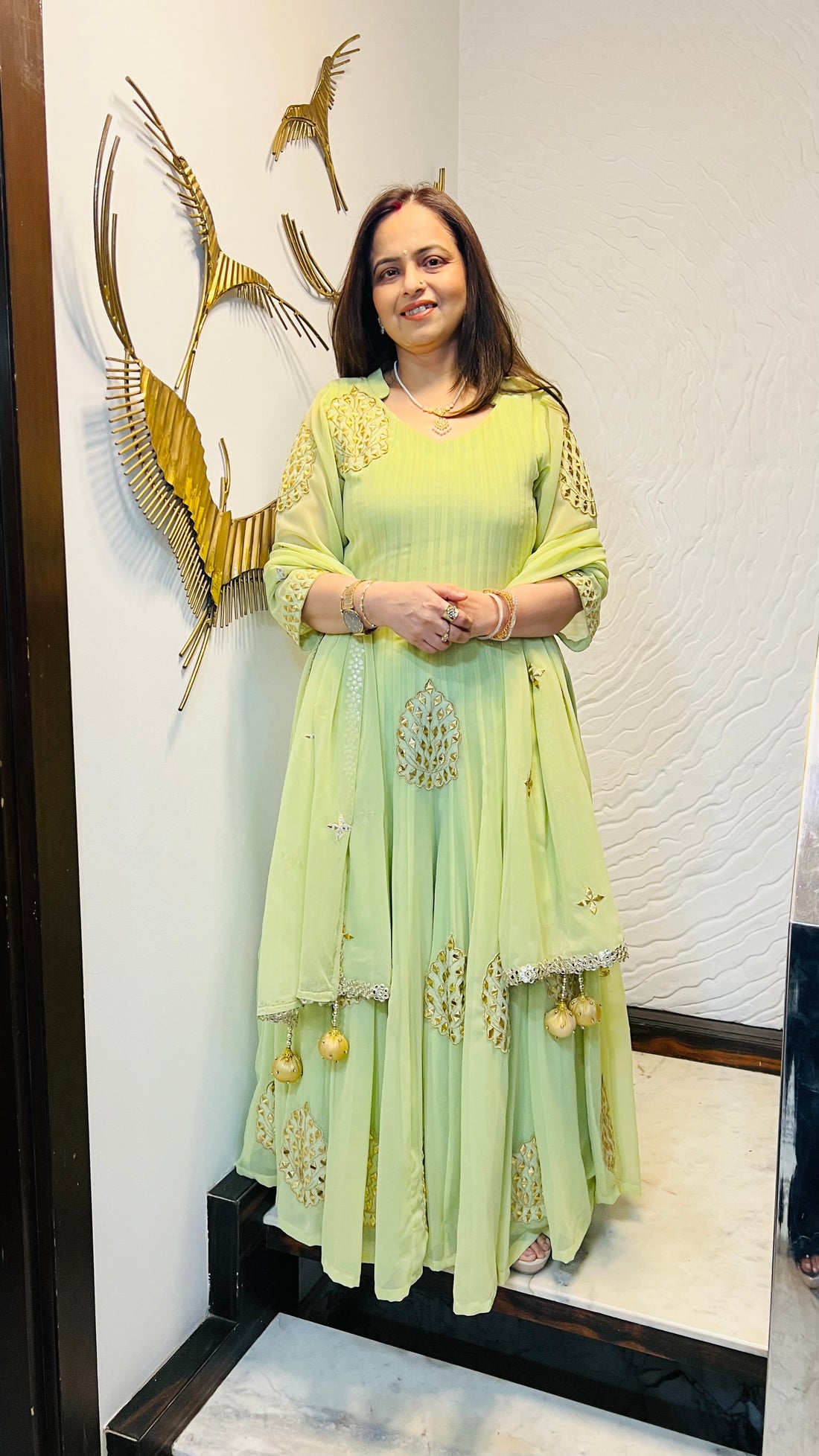 Pastel Green Handwork Anarkali