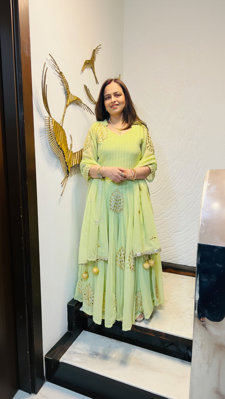Pastel Green Handwork Anarkali