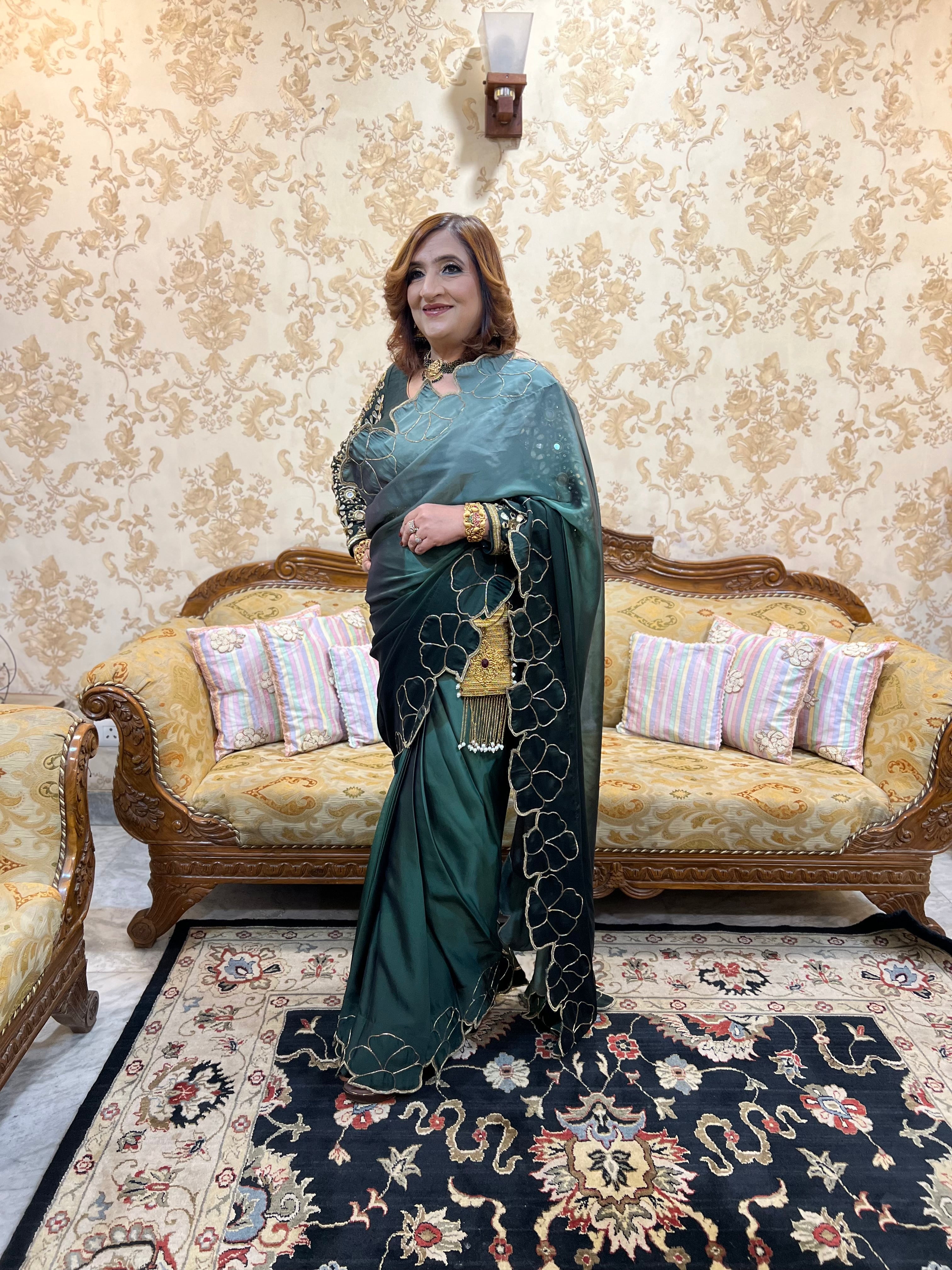Green Ombre 1 Minute Saree