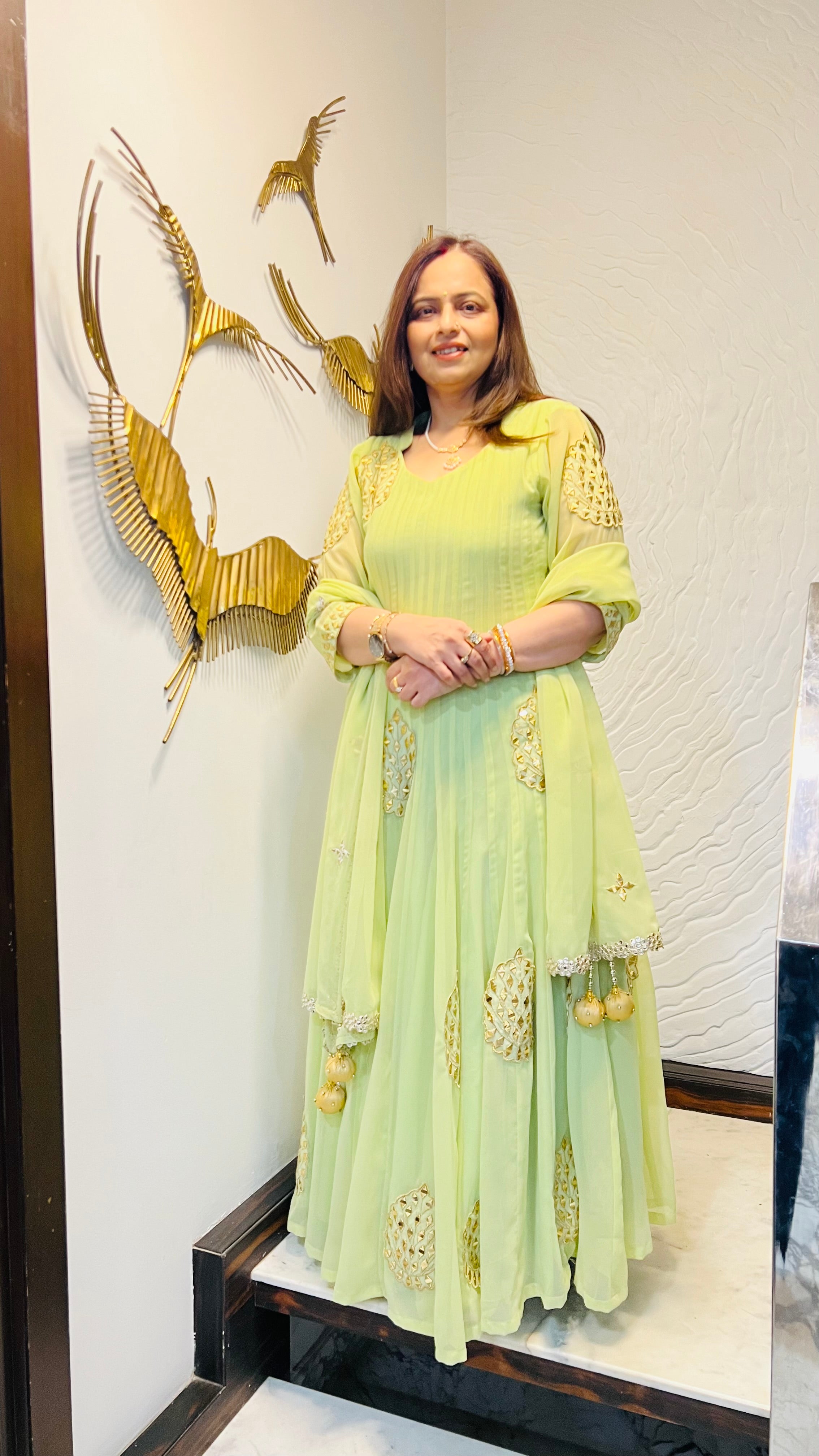 Pastel Green Handwork Anarkali