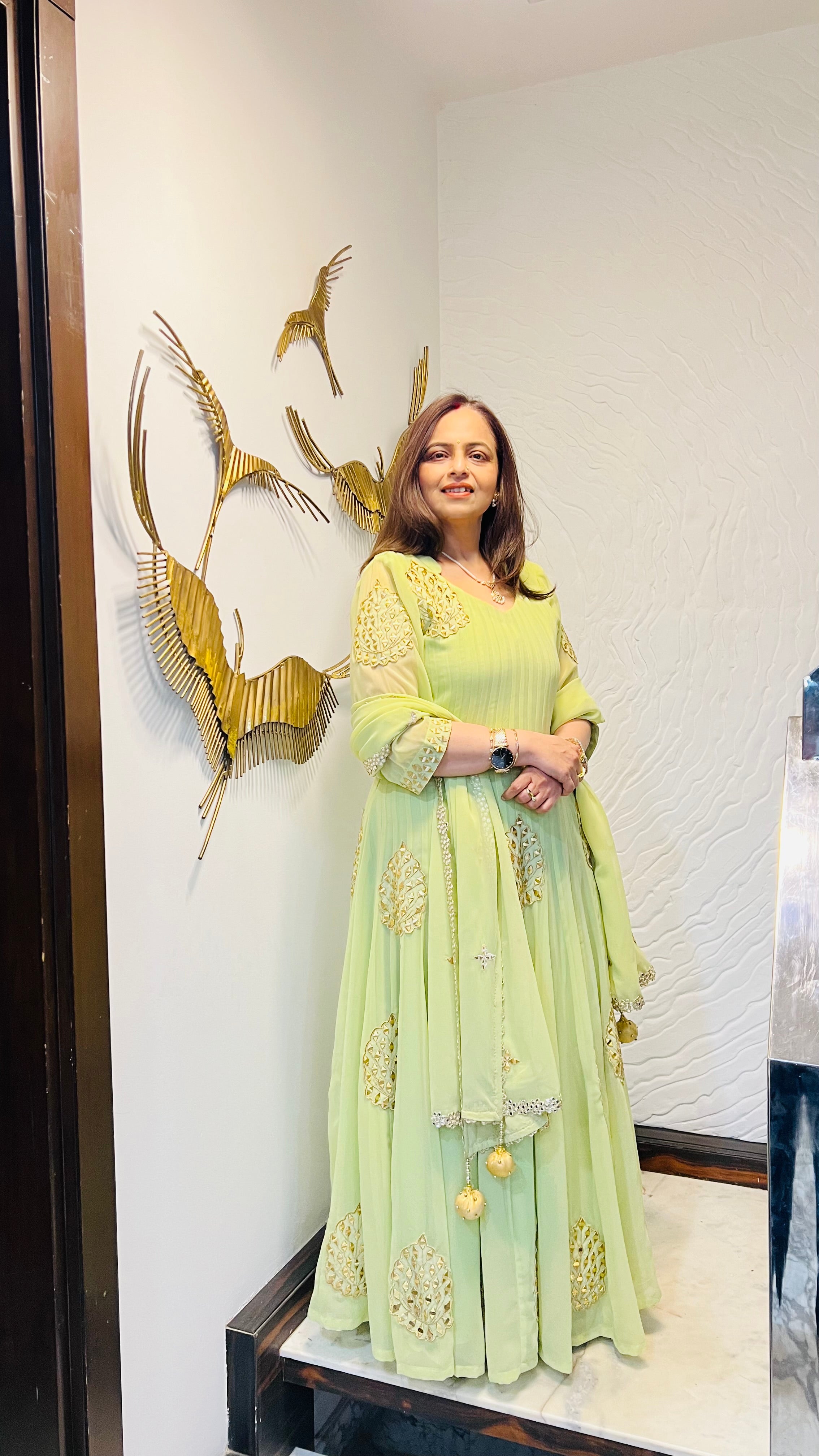 Pastel Green Handwork Anarkali