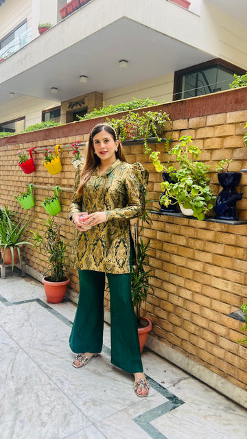 Bottle Green Silk Co-ord