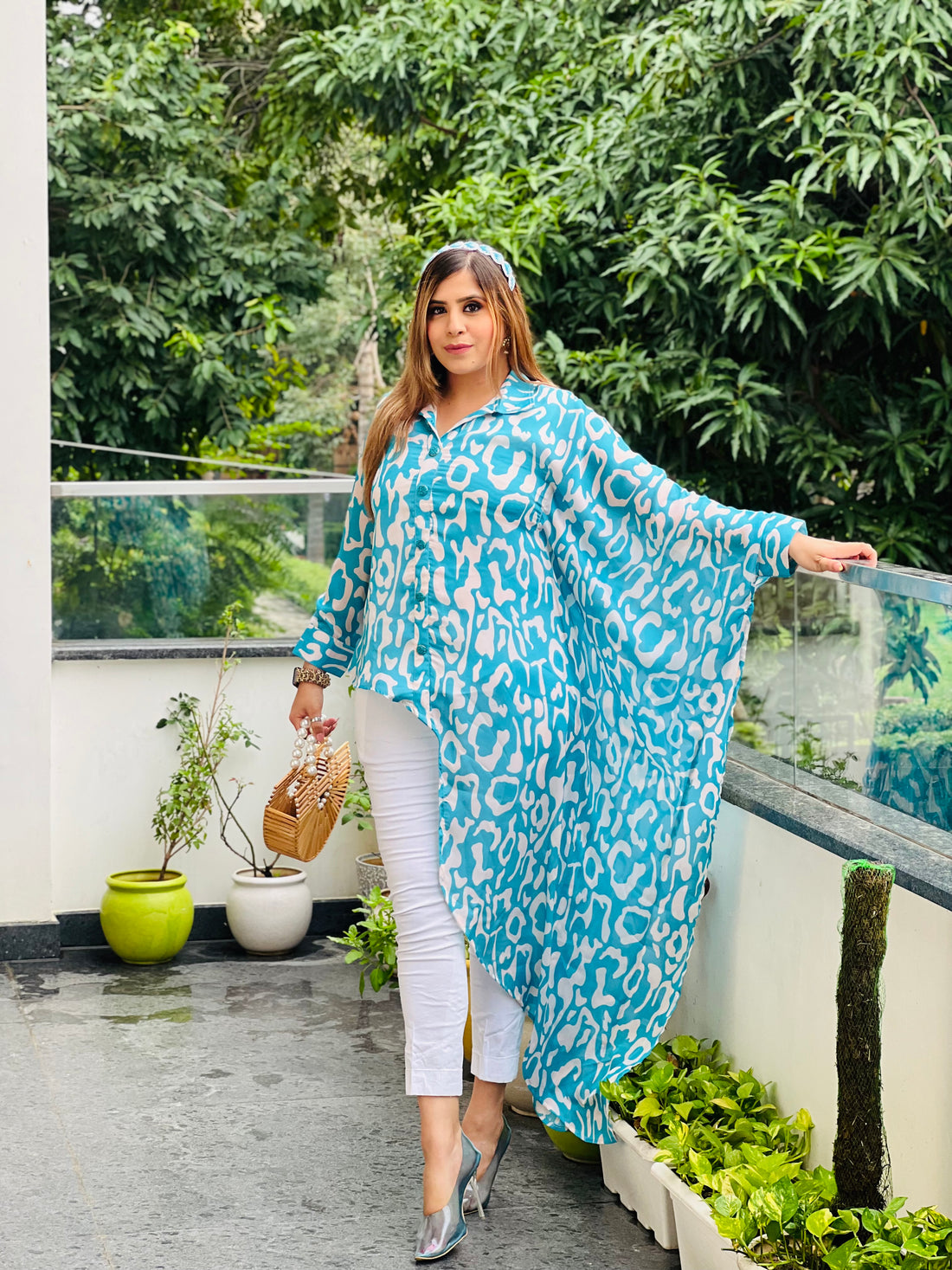 White Cotton Lycra Pants