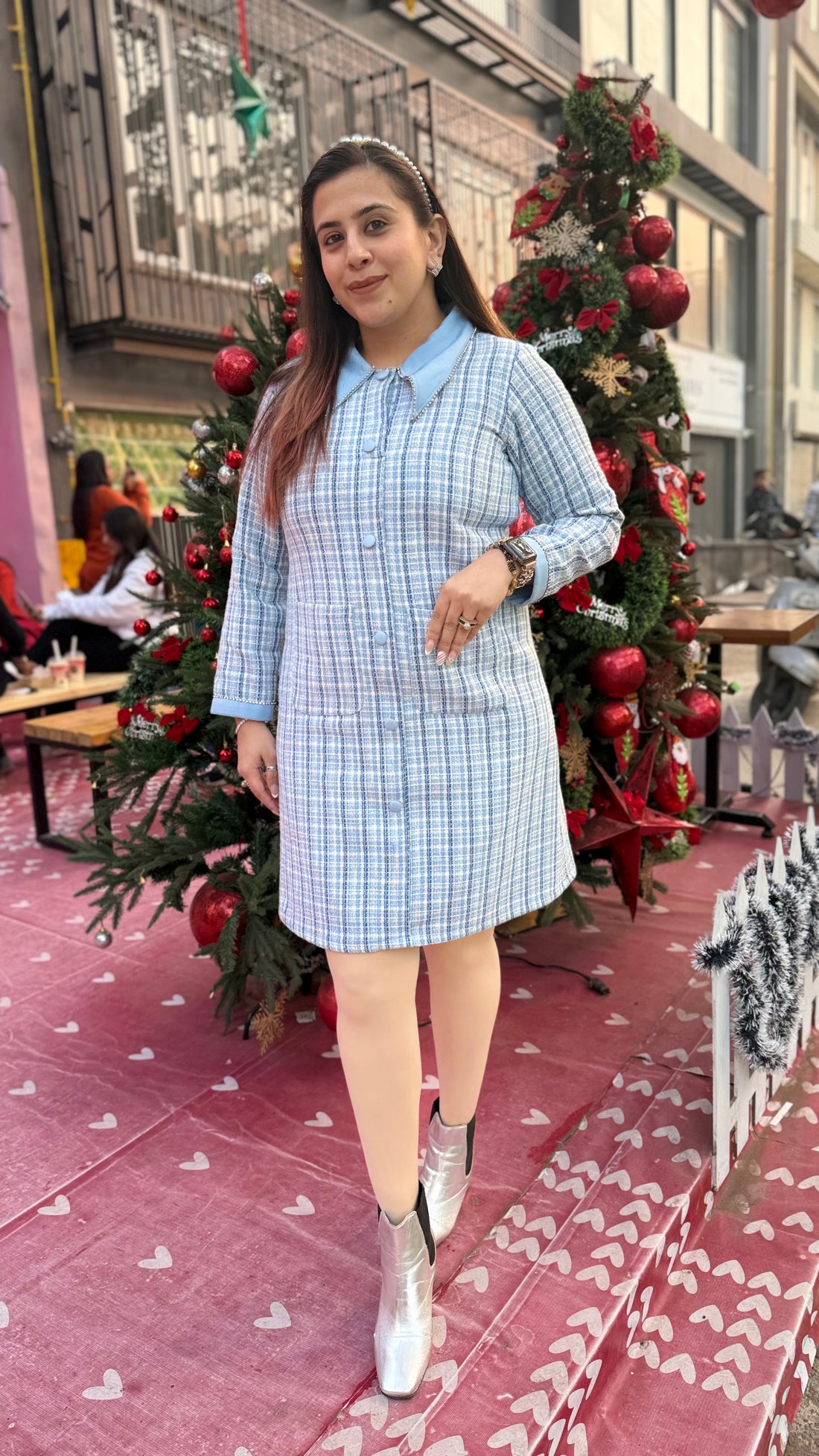 Powder Blue Tweed Dress