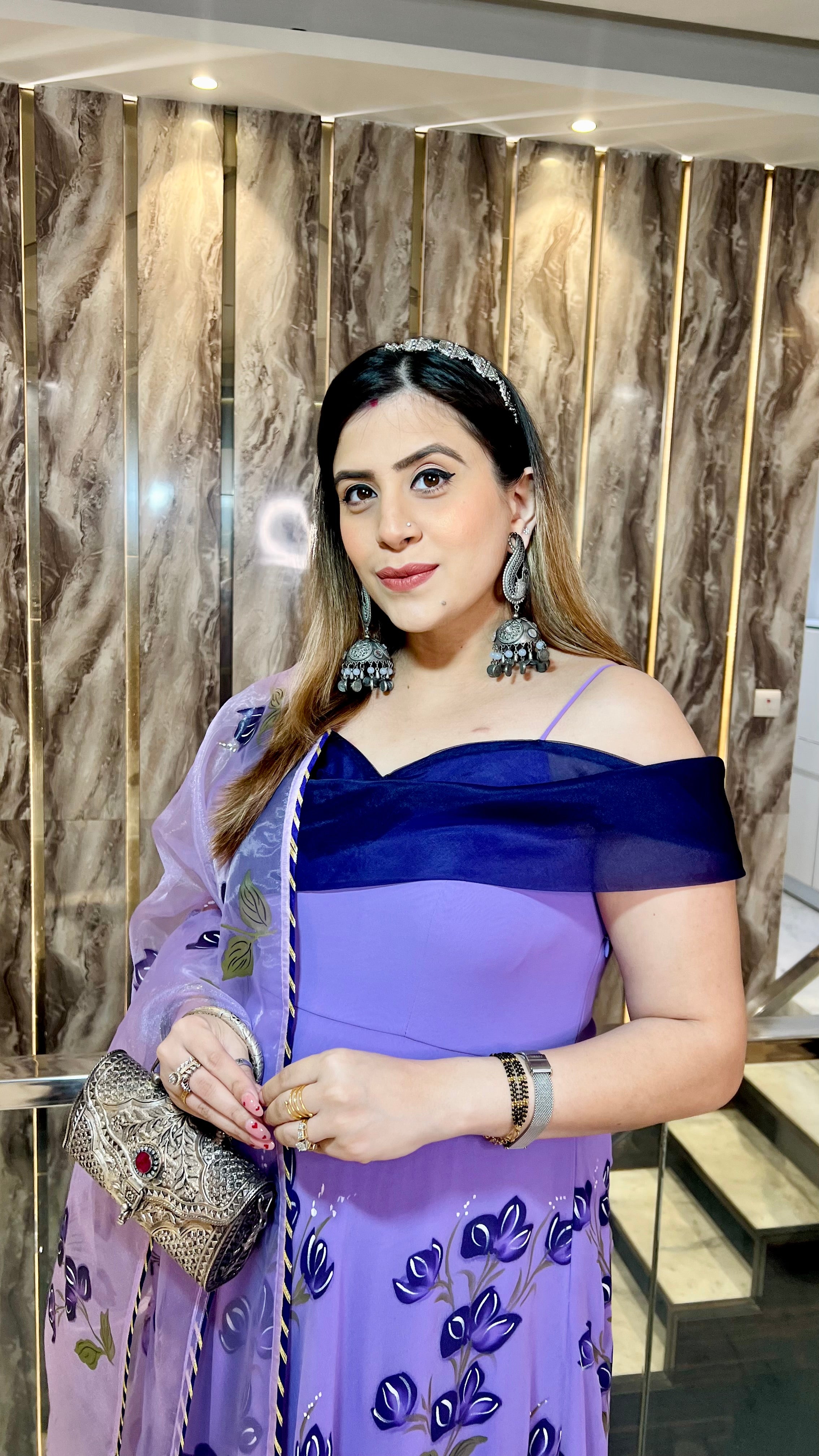 Lavender Handpainted Anarkali