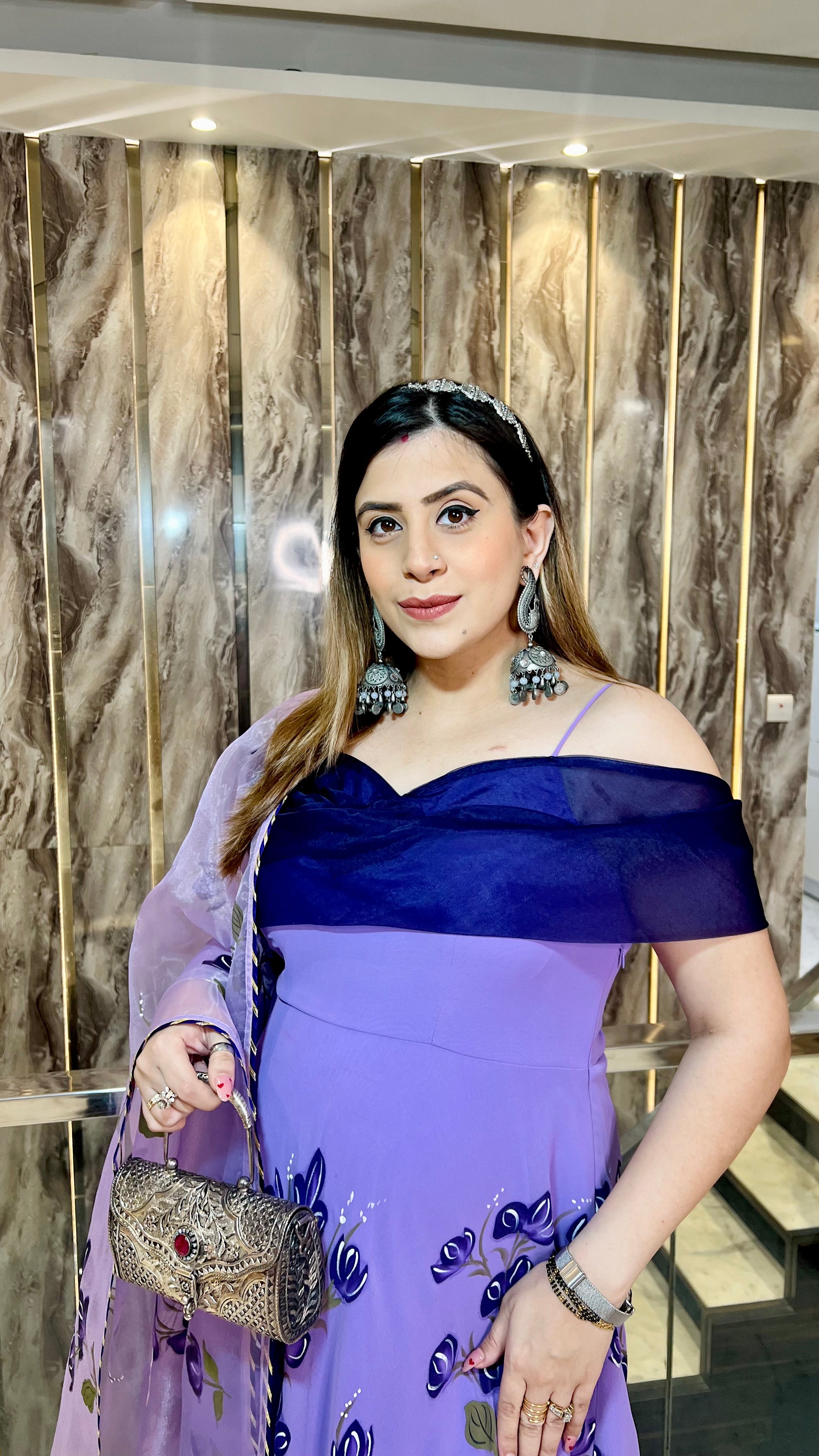 Lavender Handpainted Anarkali