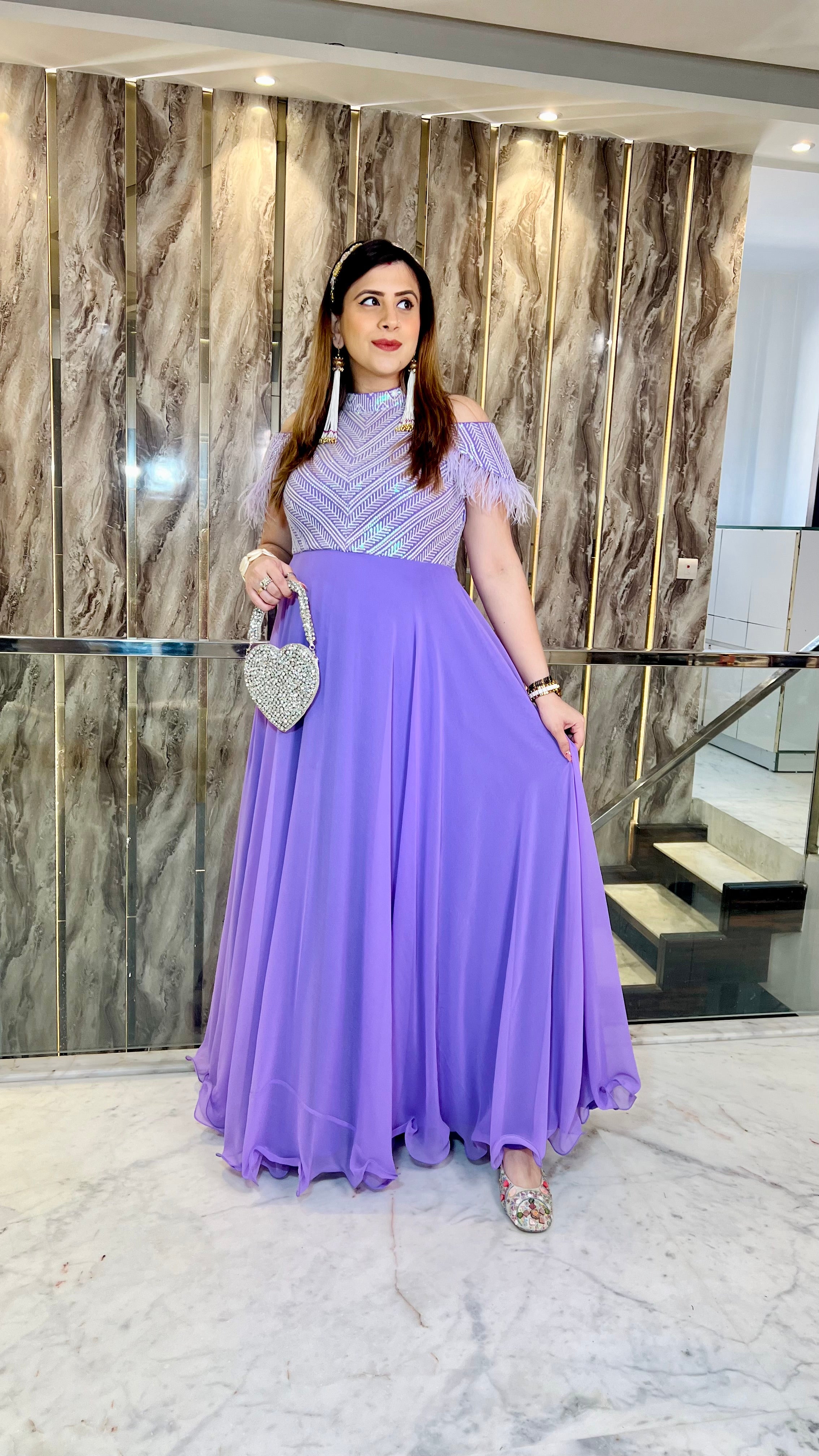 Lavender Chikankari Gown