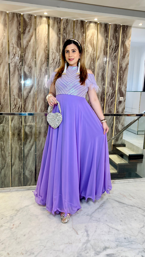 Lavender Chikankari Gown