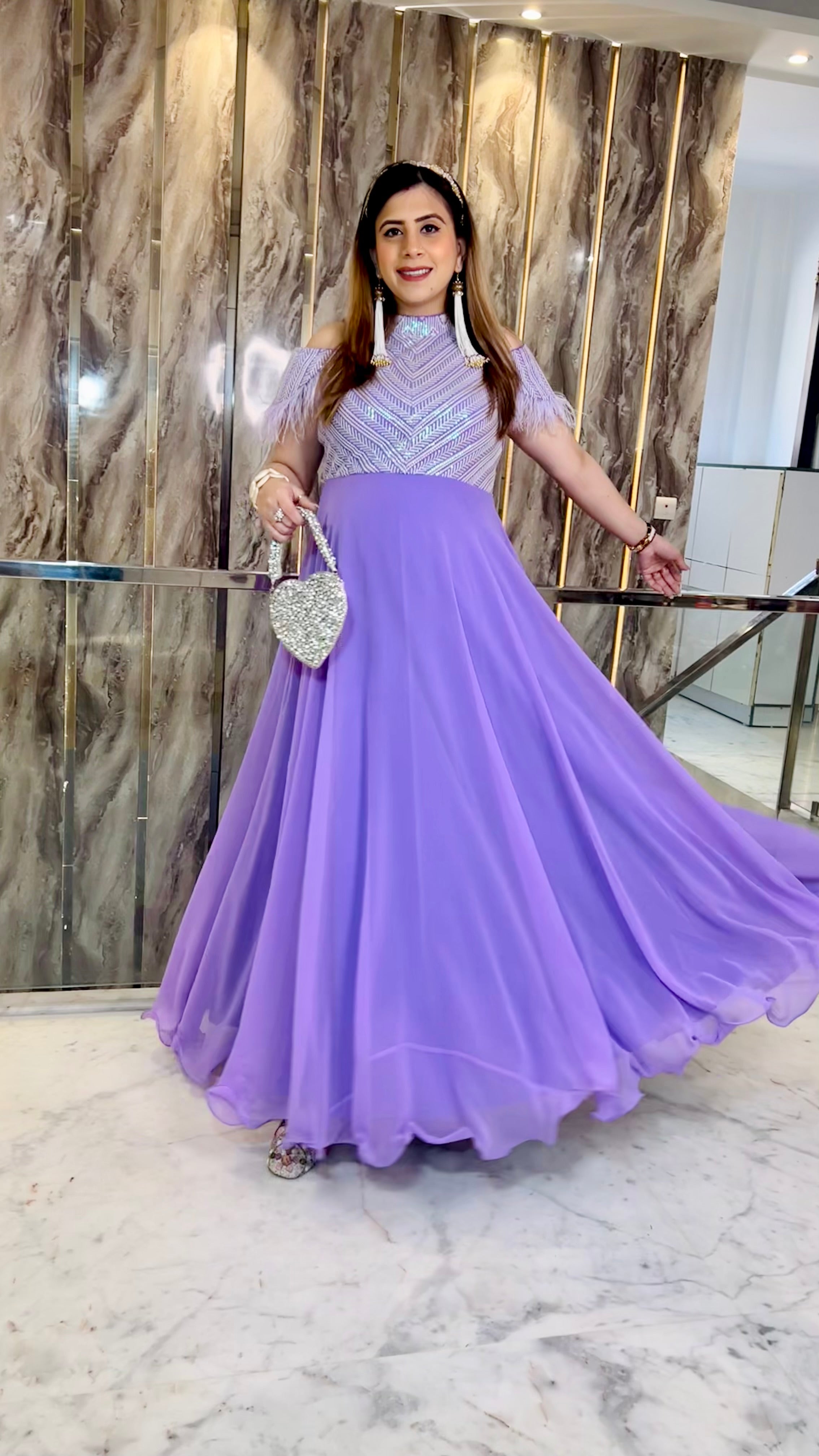 Lavender Chikankari Gown