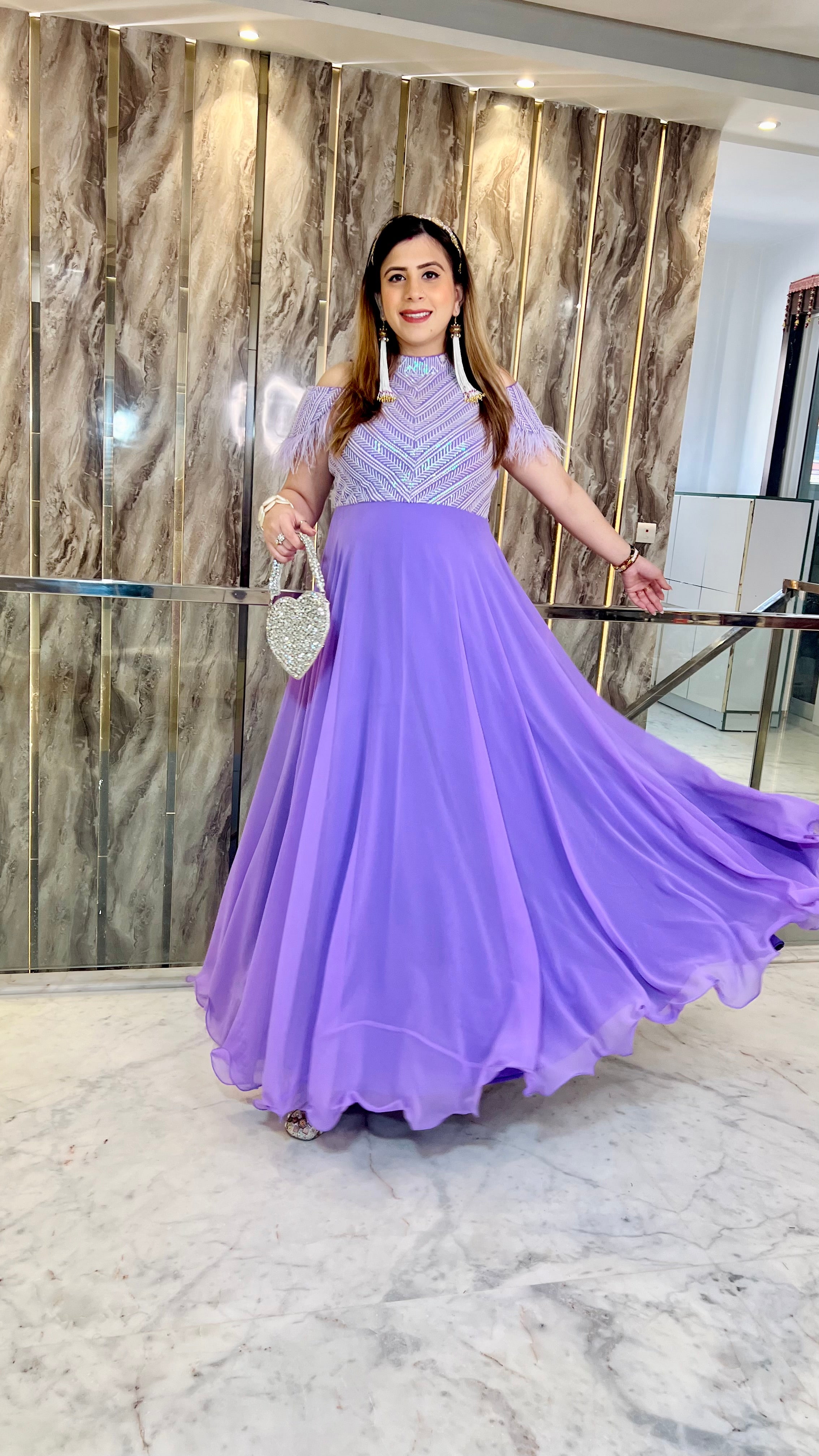 Lavender Chikankari Gown