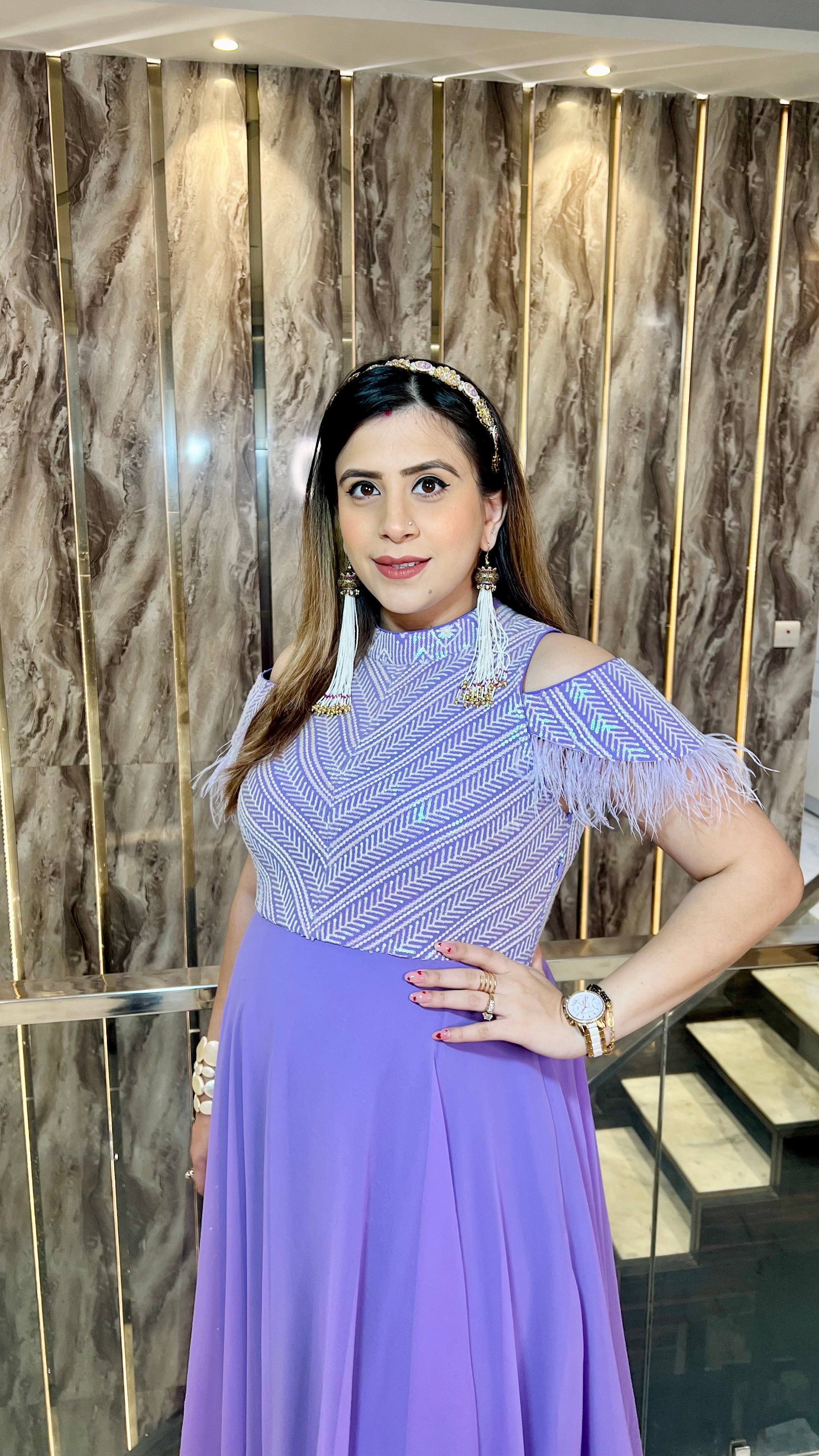 Lavender Chikankari Gown