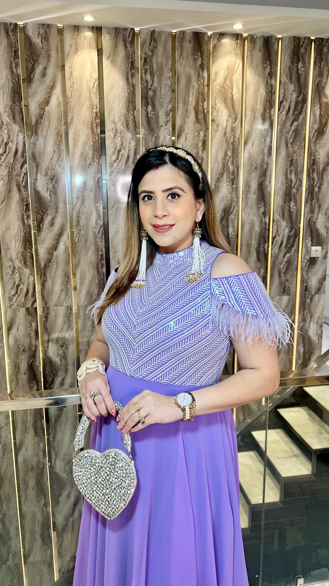 Lavender Chikankari Gown