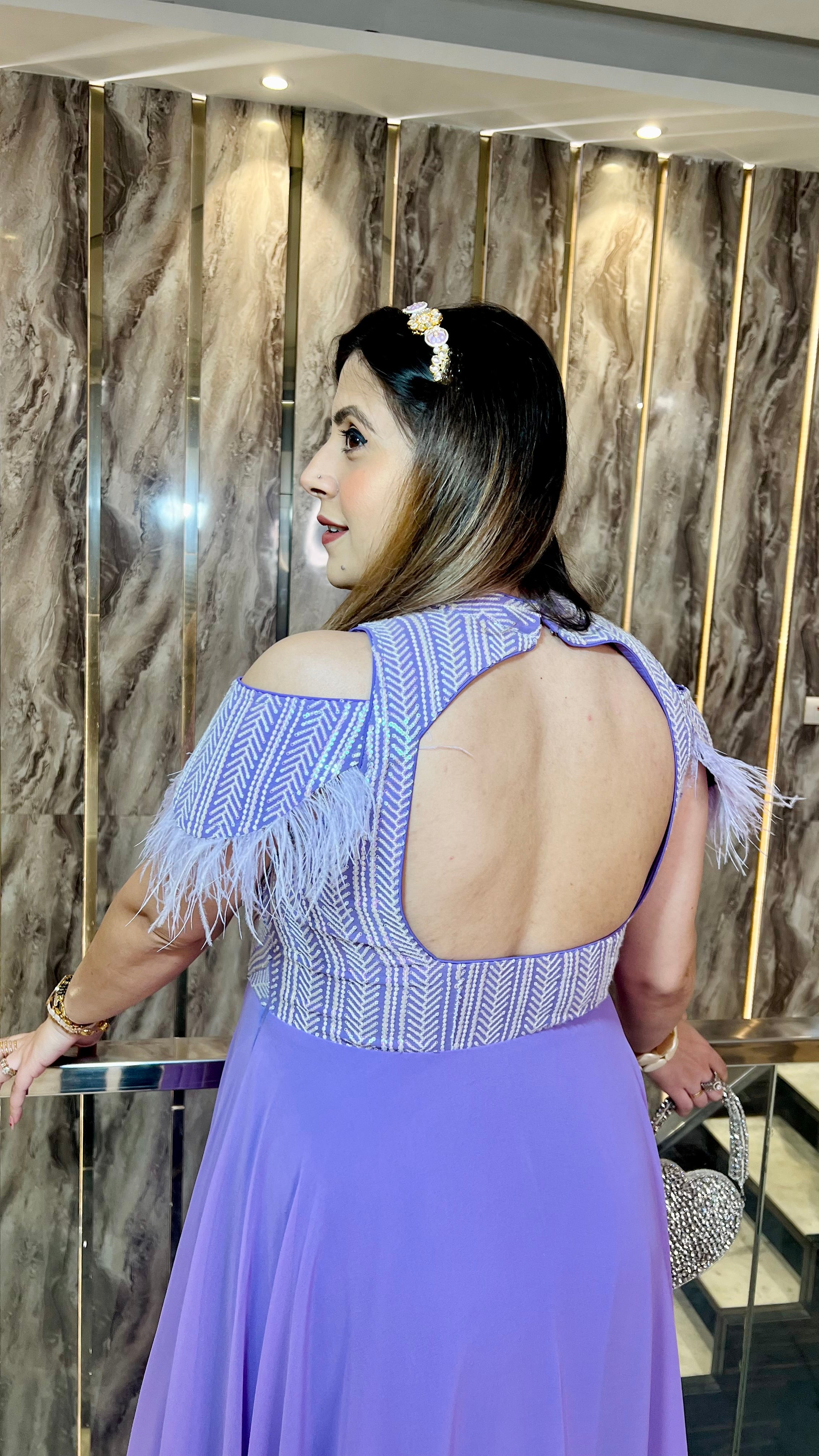 Lavender Chikankari Gown