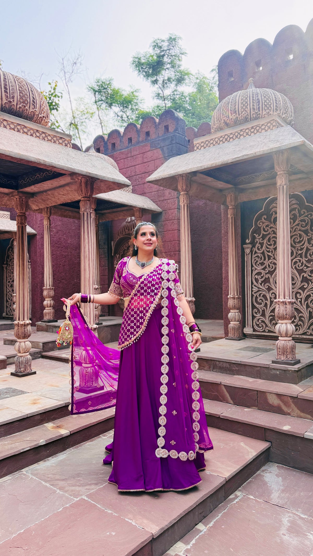 Violet Cut Dana Drape Lehenga Saree