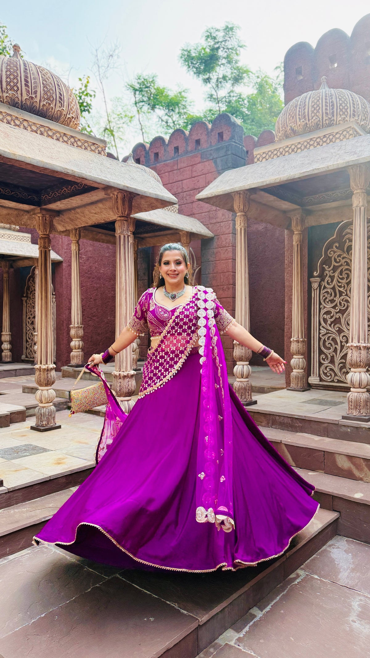 Violet Cut Dana Drape Lehenga Saree